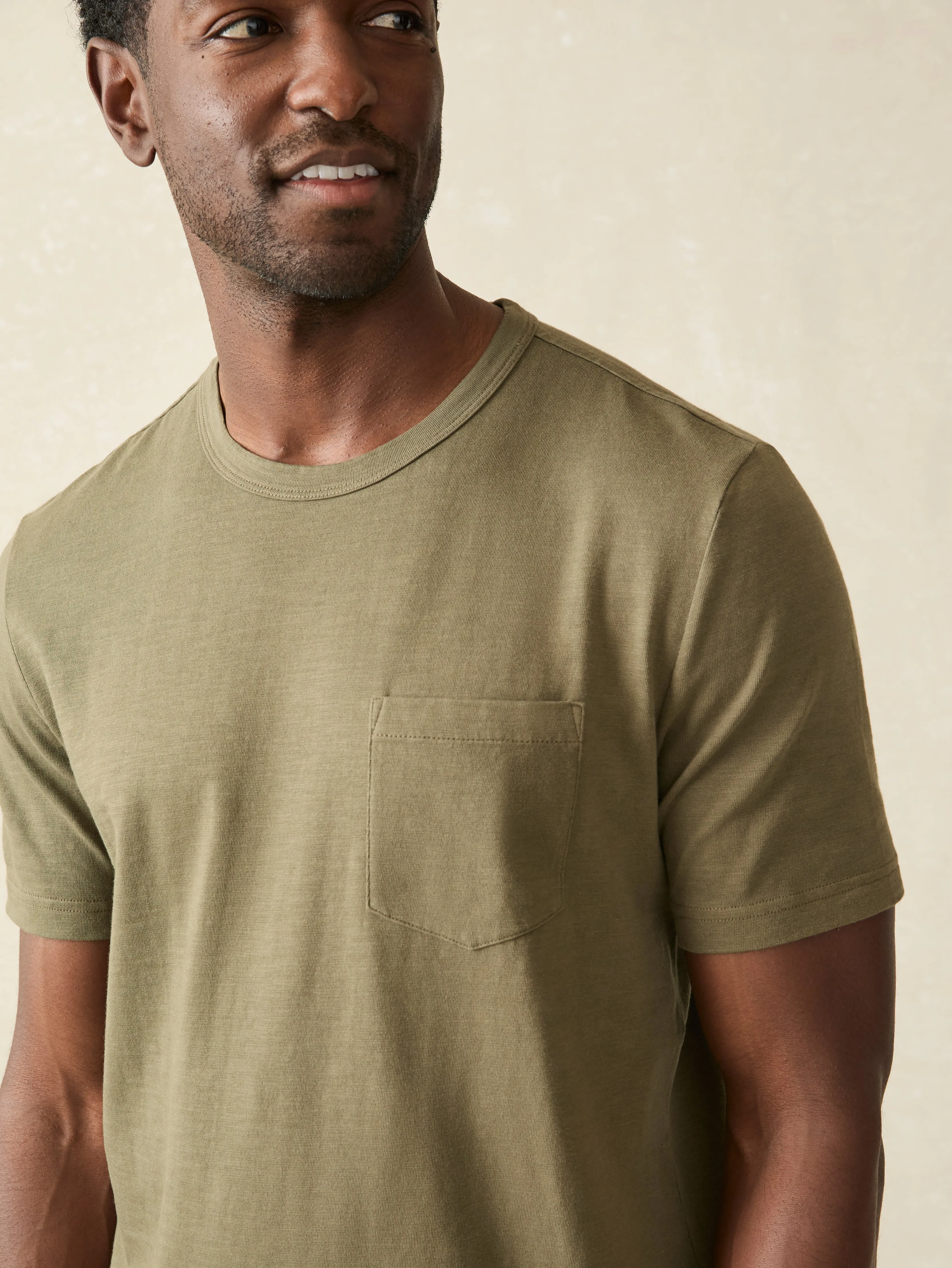 Sunwashed Pocket Tee (Tall) - Olive sold by Faherty product image thumbnail 2