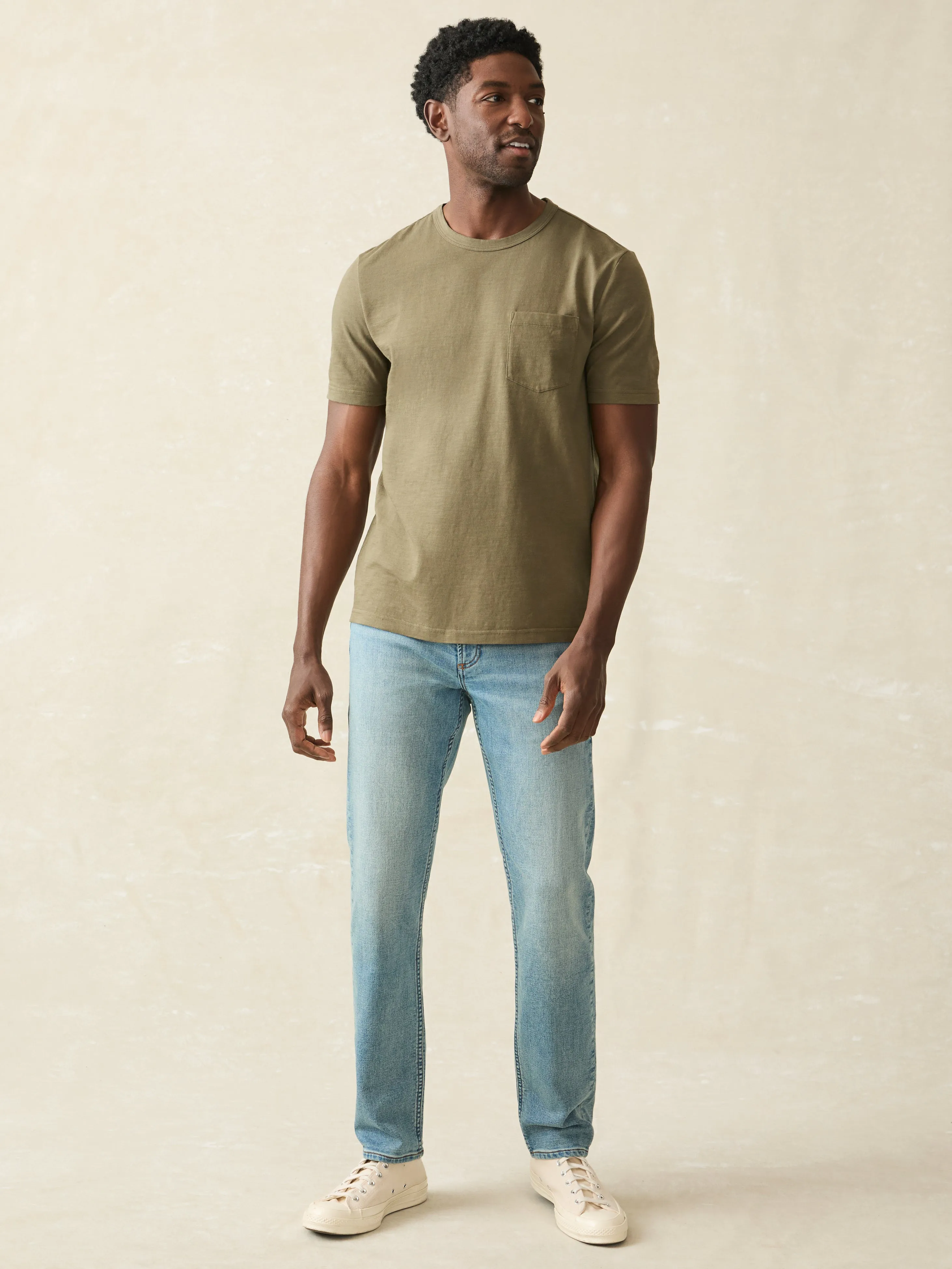 Sunwashed Pocket Tee (Tall) - Olive sold by Faherty product image thumbnail 4