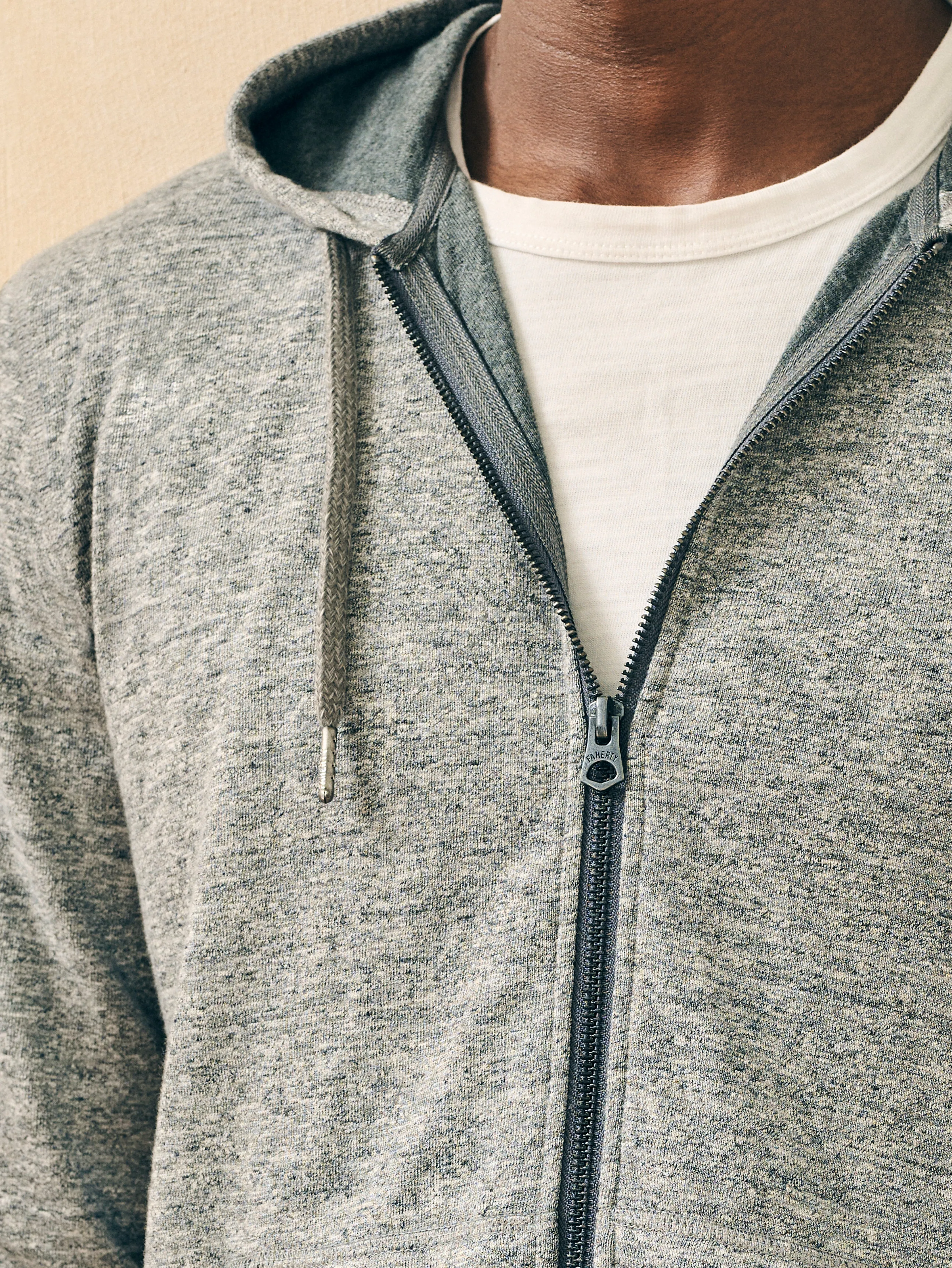 Double Knit Zip Hoodie - Light Carbon Heather sold by Faherty product image thumbnail 3