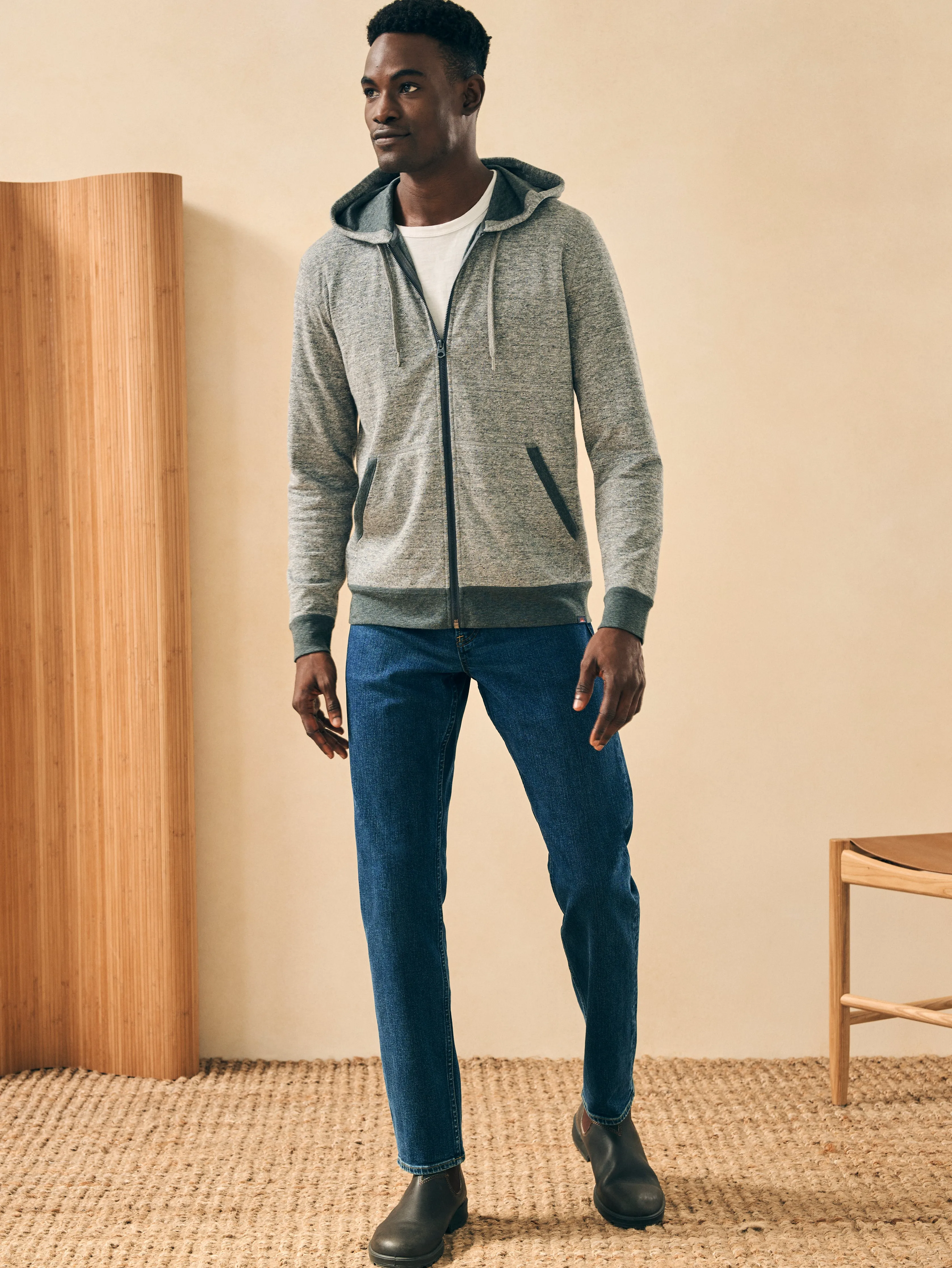 Double Knit Zip Hoodie - Light Carbon Heather sold by Faherty product image thumbnail 5