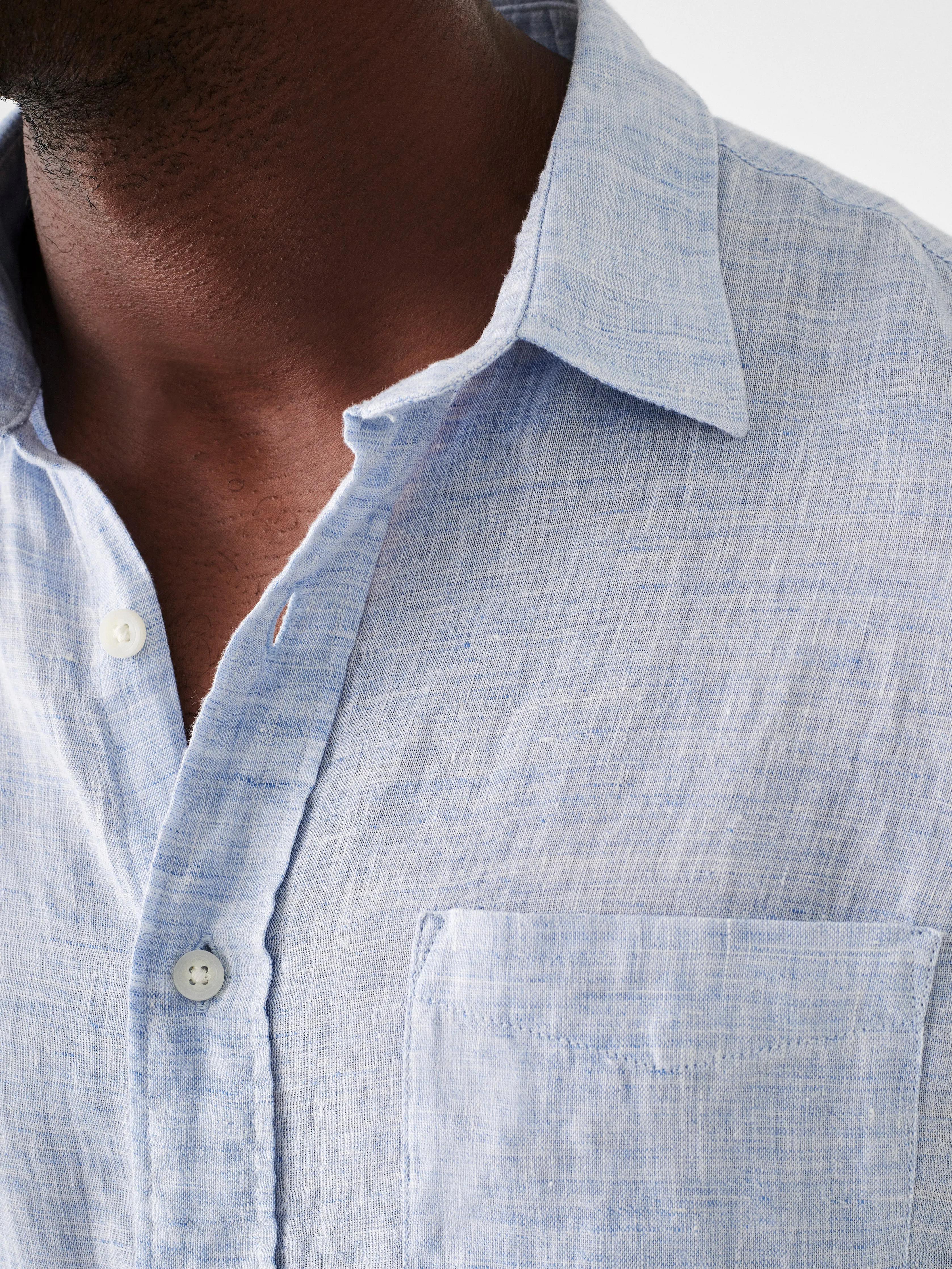 Laguna Linen Shirt (Tall) - Light Blue Melange sold by Faherty product image thumbnail 2