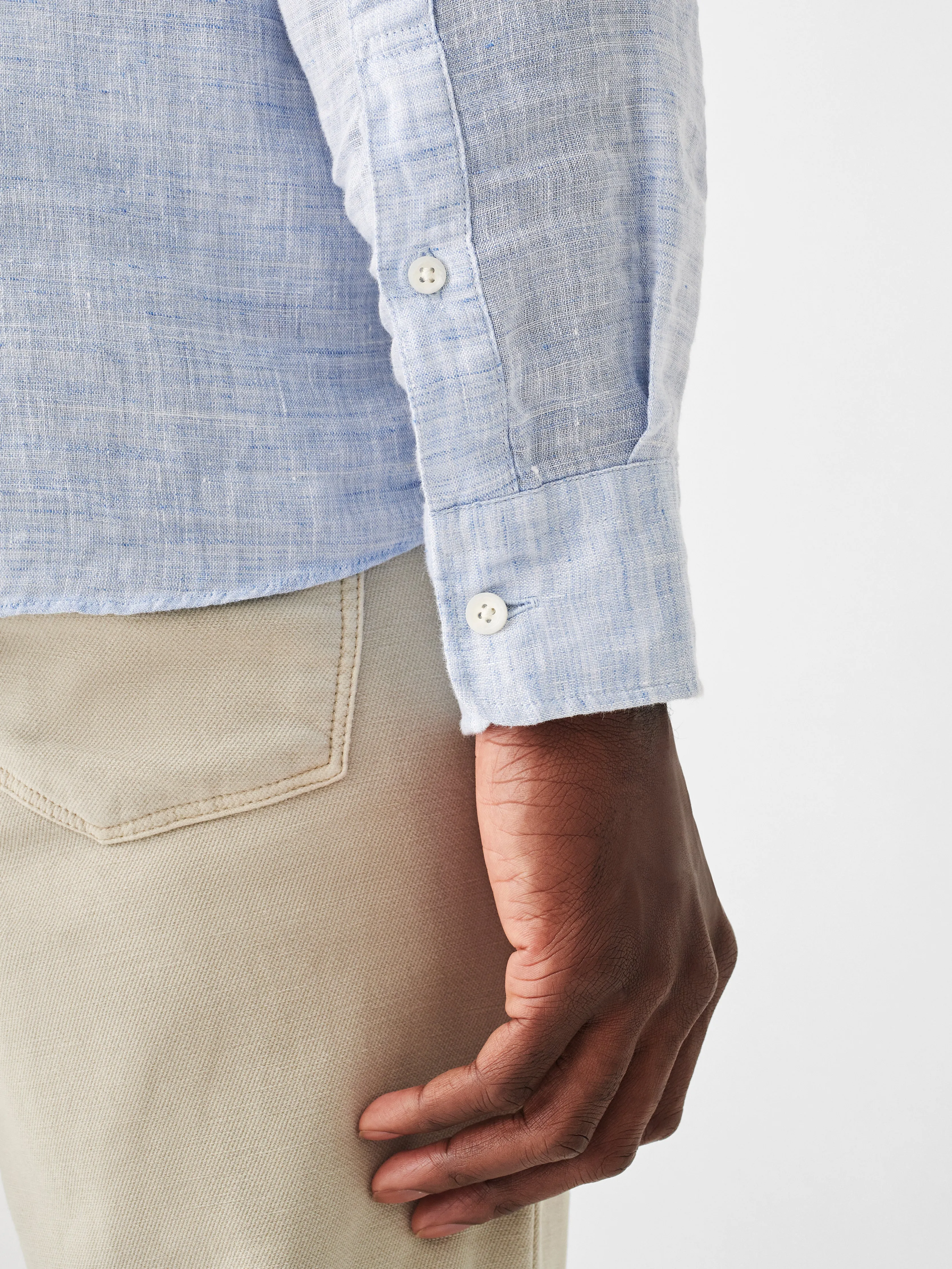 Laguna Linen Shirt (Tall) - Light Blue Melange sold by Faherty product image thumbnail 4