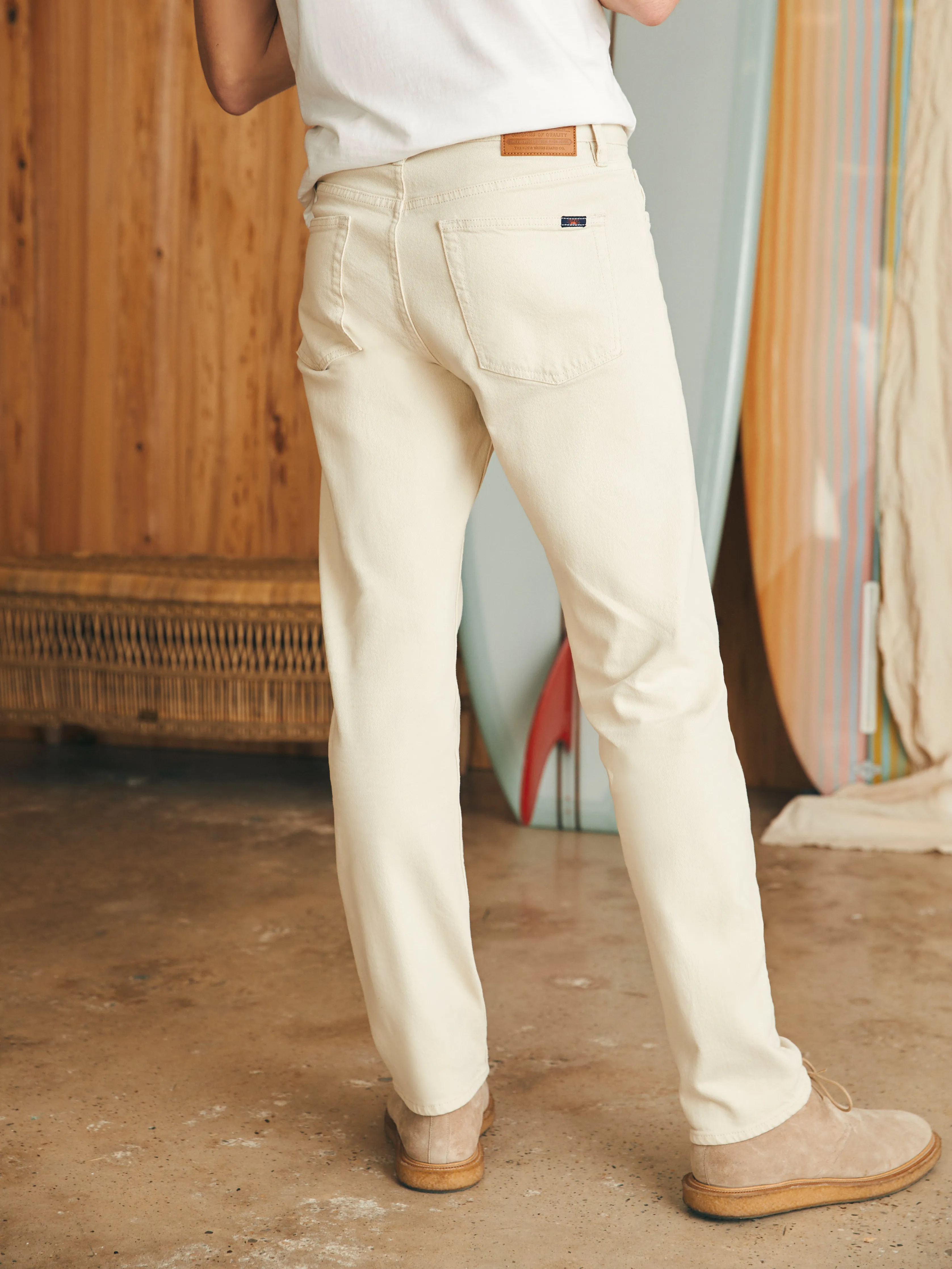 Organic Cotton Slim Straight Denim (32" Inseam) - Stone sold by Faherty product image thumbnail 5