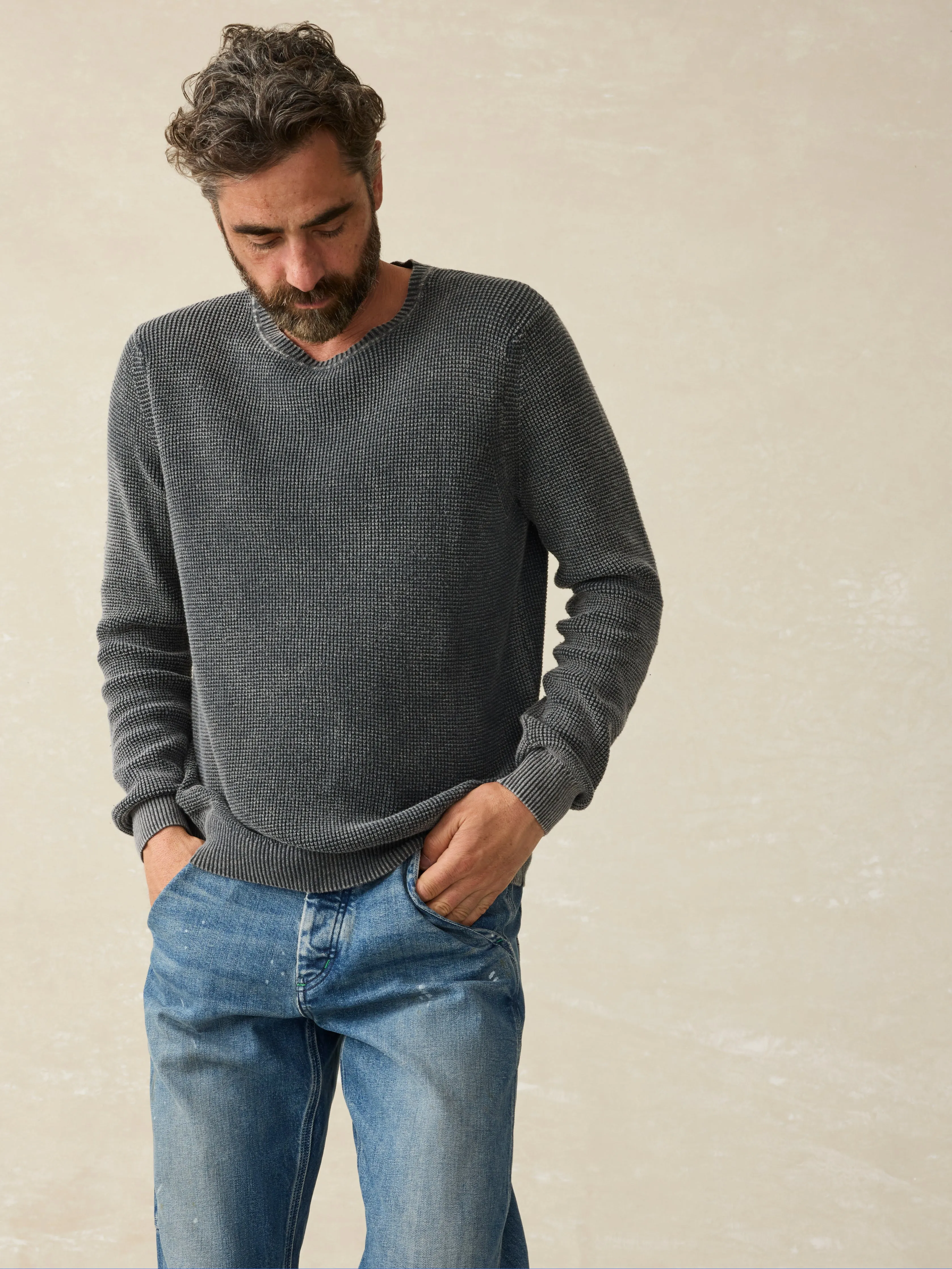 Sunwashed Crewneck Sweater - Faded Black sold by Faherty product image thumbnail 4