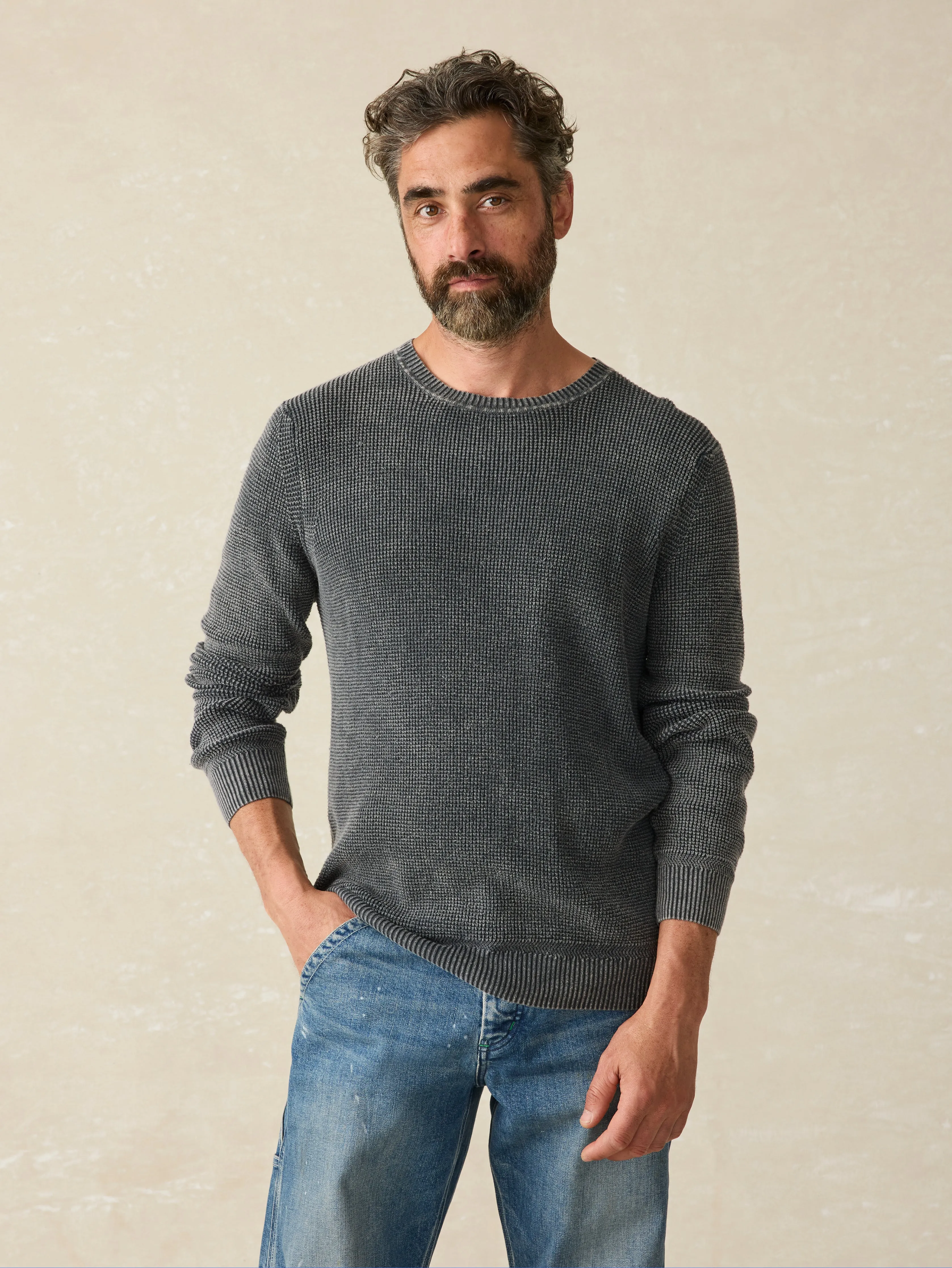 Sunwashed Crewneck Sweater - Faded Black sold by Faherty product image thumbnail 3