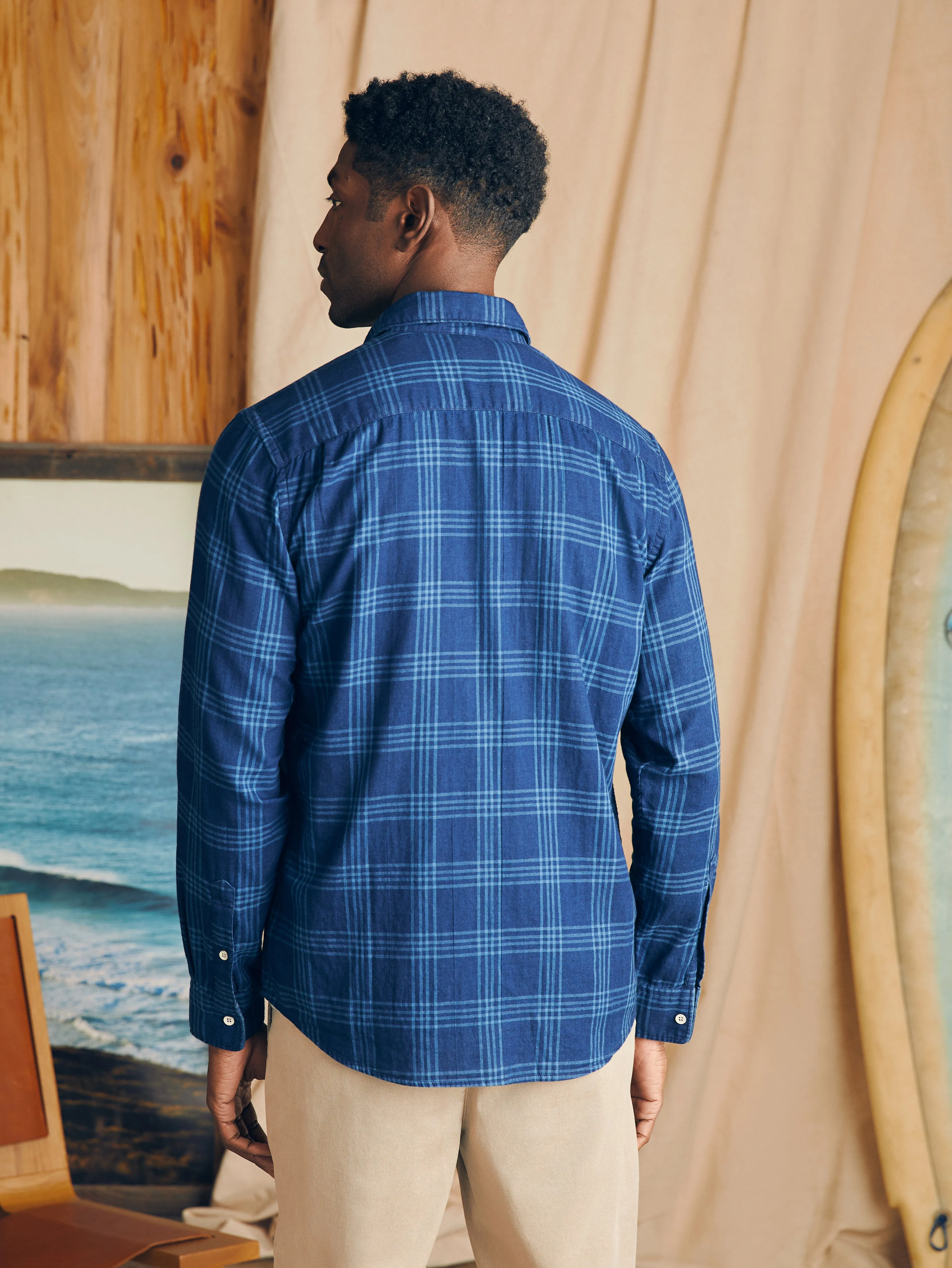 Sunwashed Chambray Shirt - Navy Night Windowpane sold by Faherty product image thumbnail 5