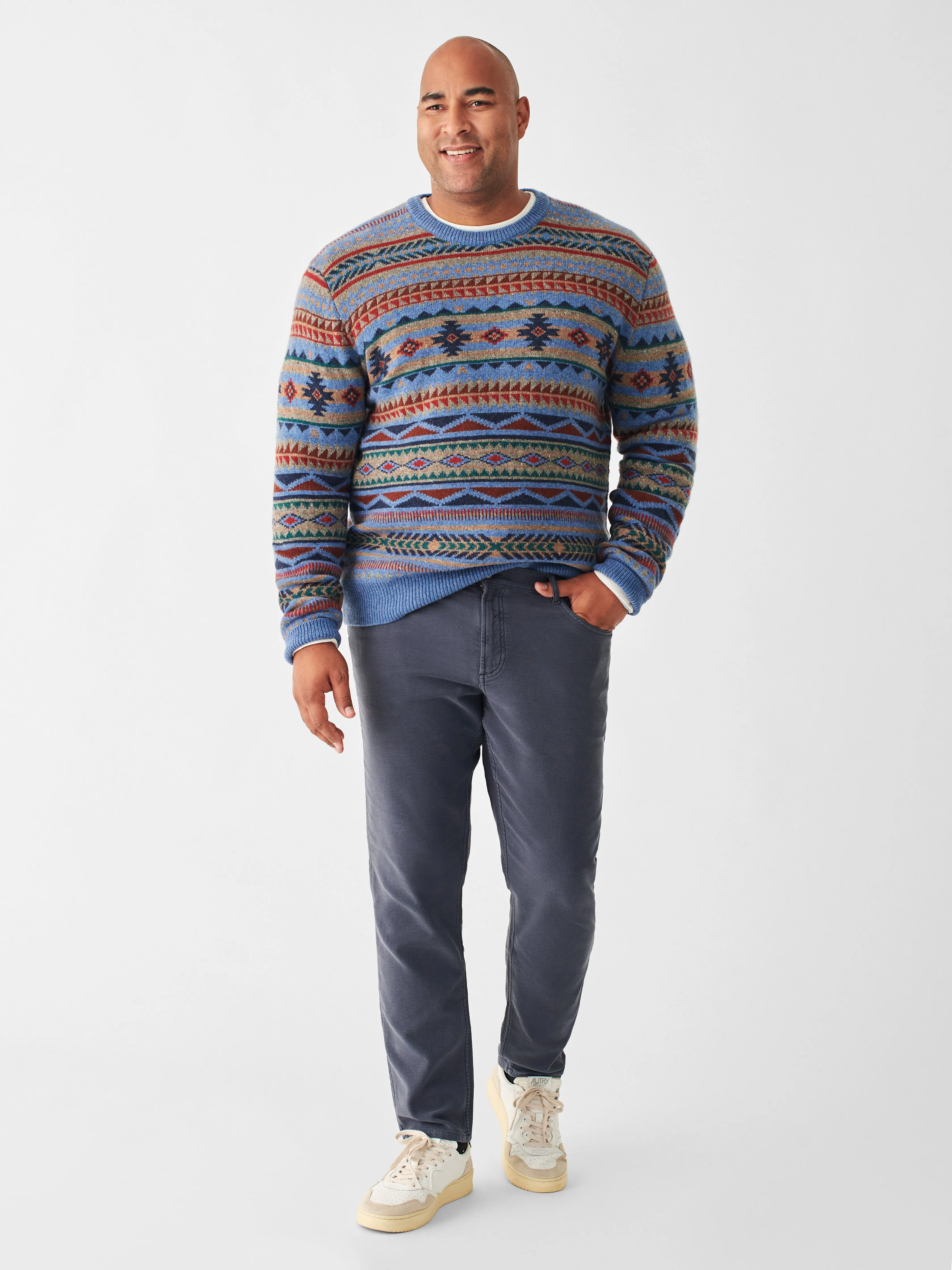 Doug Good Feather Fair Isle Sweater - Blue Winter Night sold by Faherty product image thumbnail 4