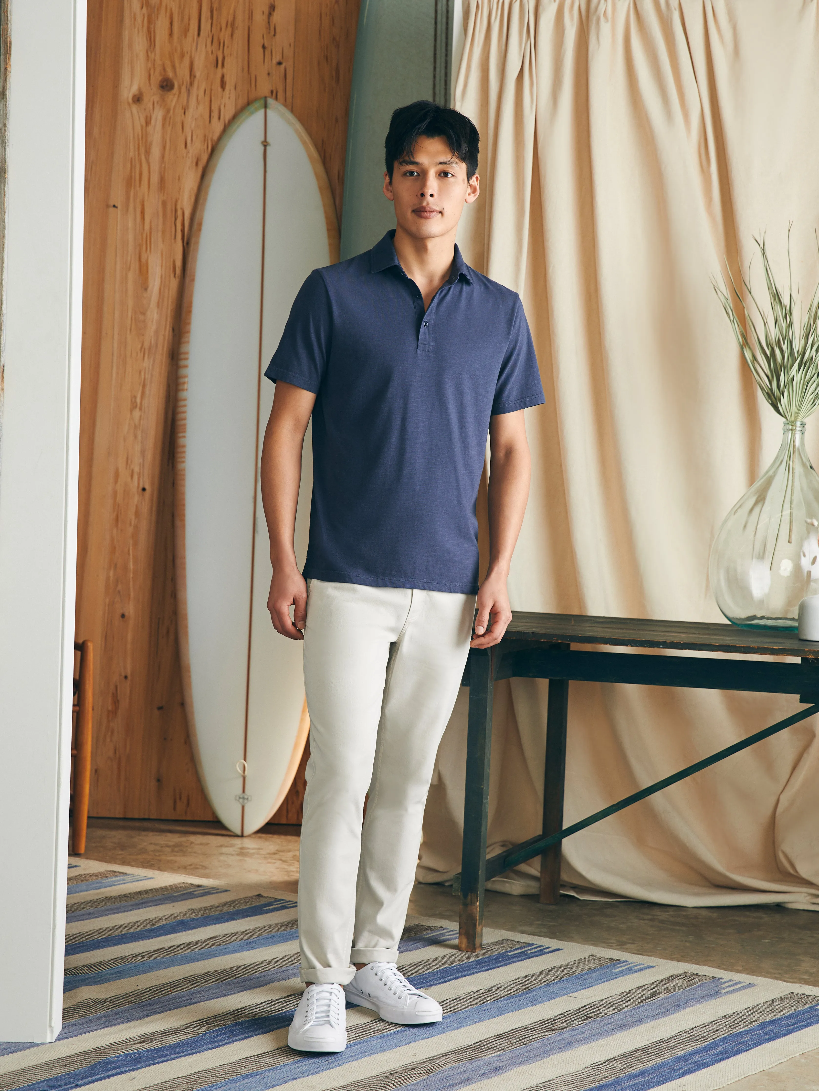 Sunwashed T-Shirt Polo - Dune Navy sold by Faherty product image thumbnail 4