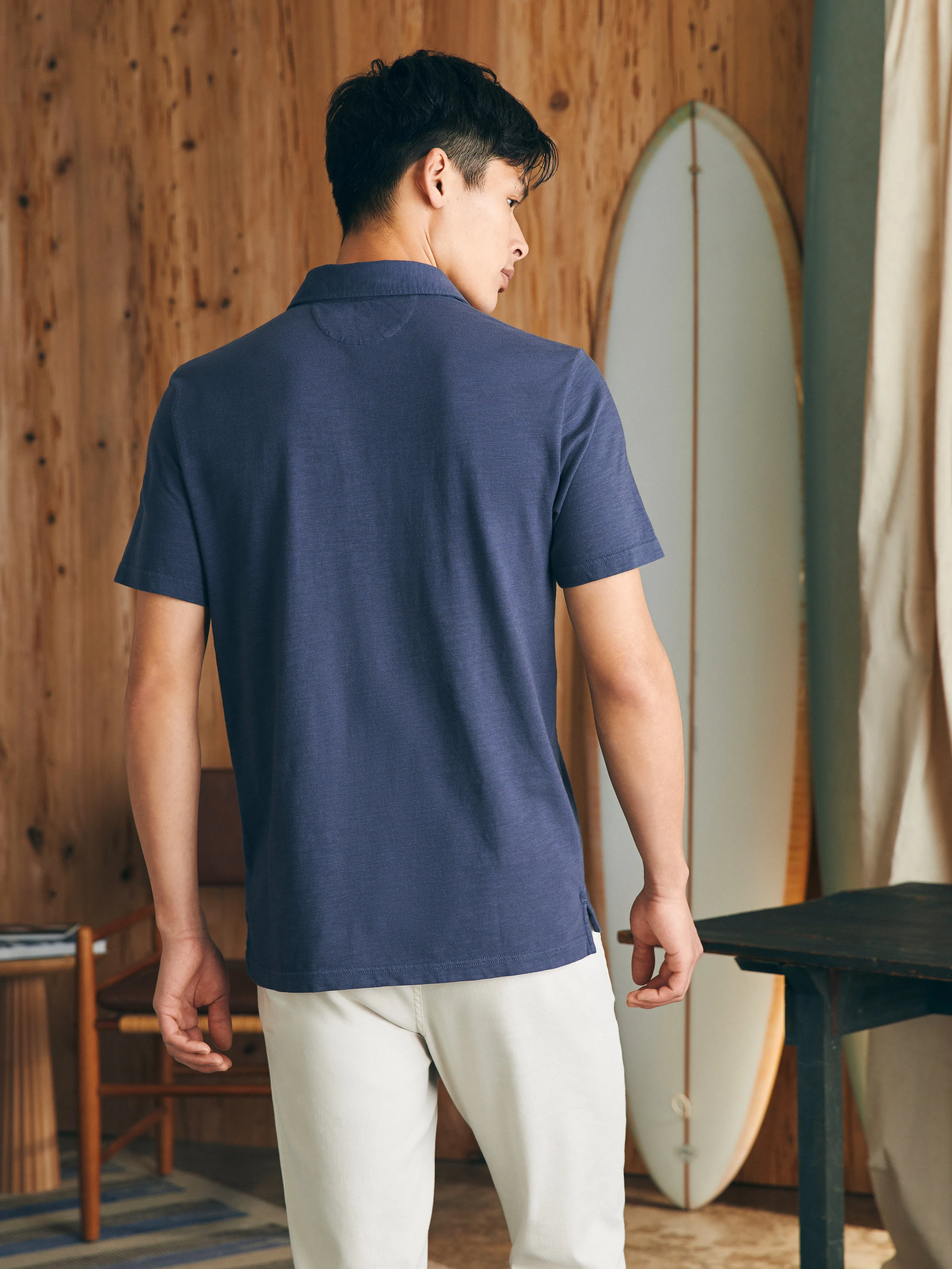 Sunwashed T-Shirt Polo - Dune Navy sold by Faherty product image thumbnail 5