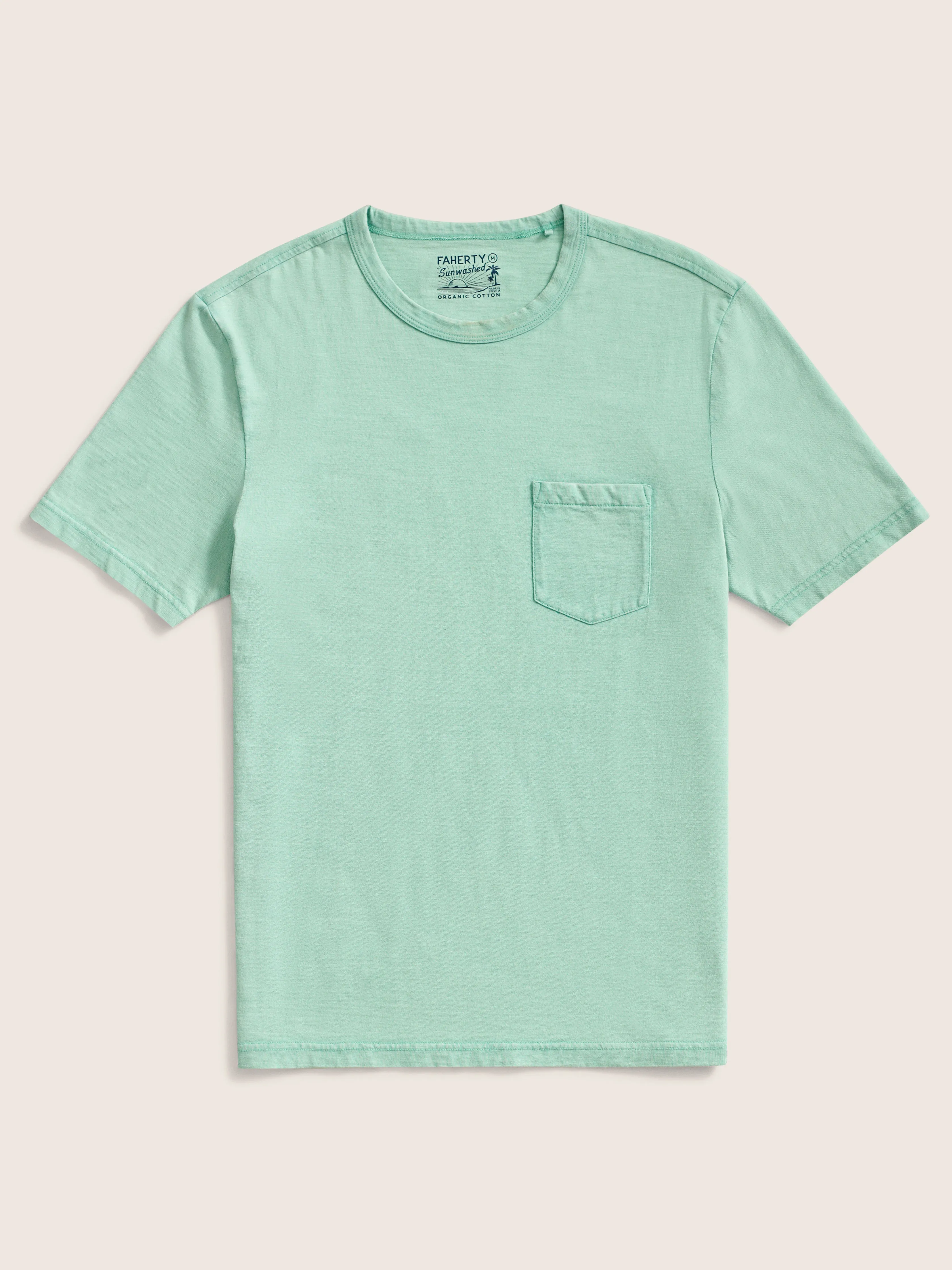 Sunwashed Pocket Tee - Lagoon Teal sold by Faherty
