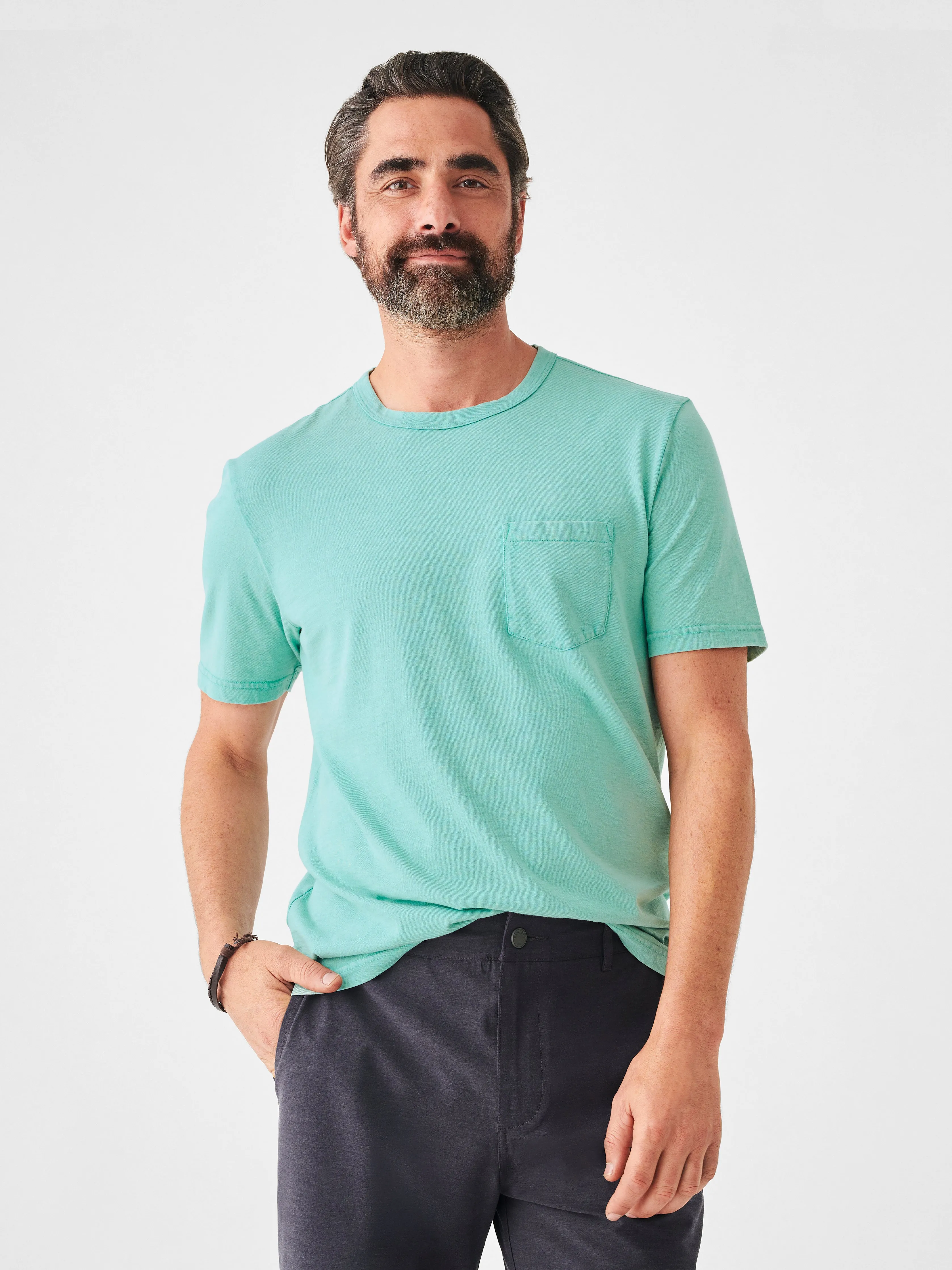 Sunwashed Pocket Tee - Lagoon Teal sold by Faherty product image thumbnail 3