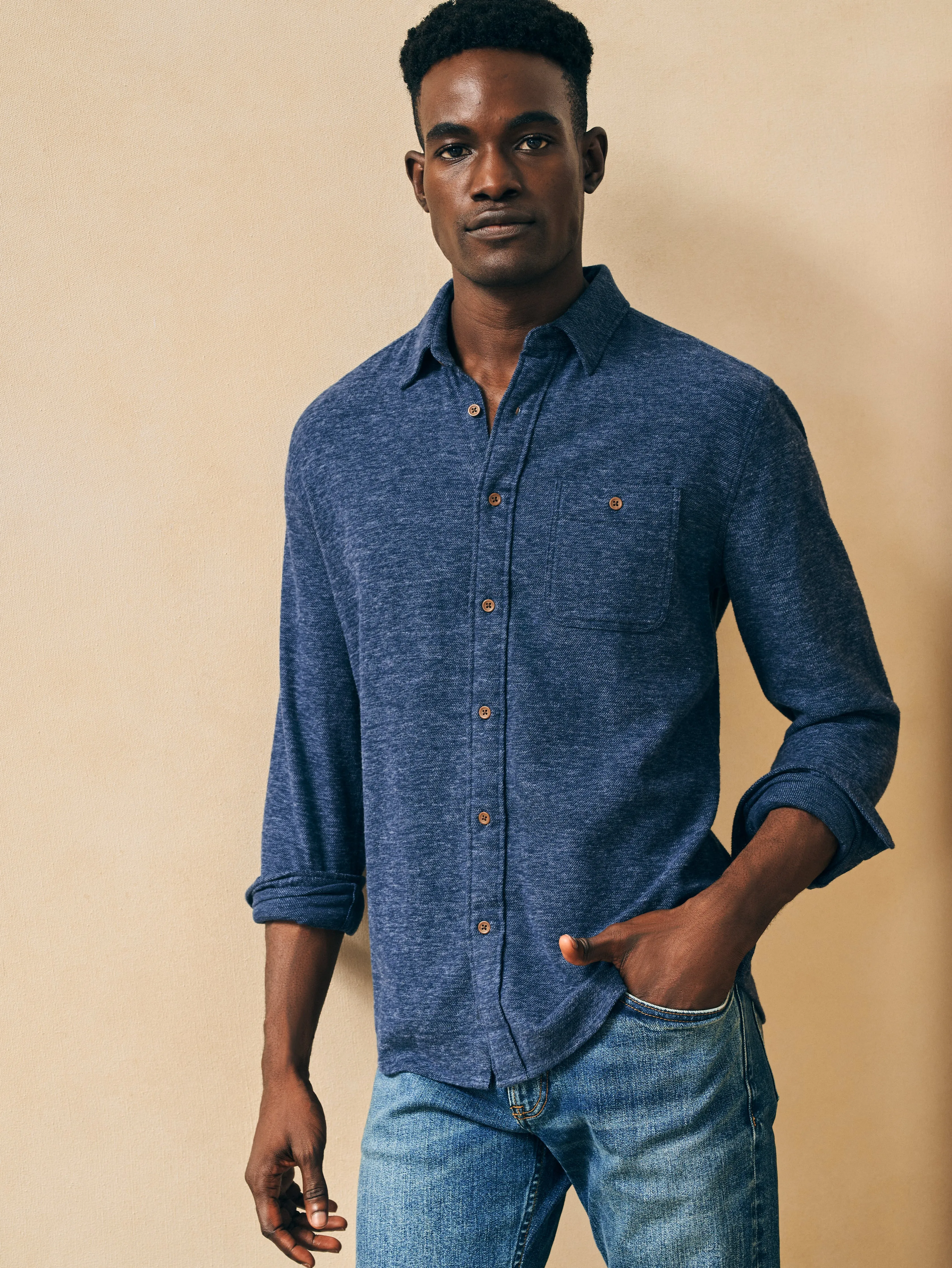 Super Brushed Flannel - Navy sold by Faherty