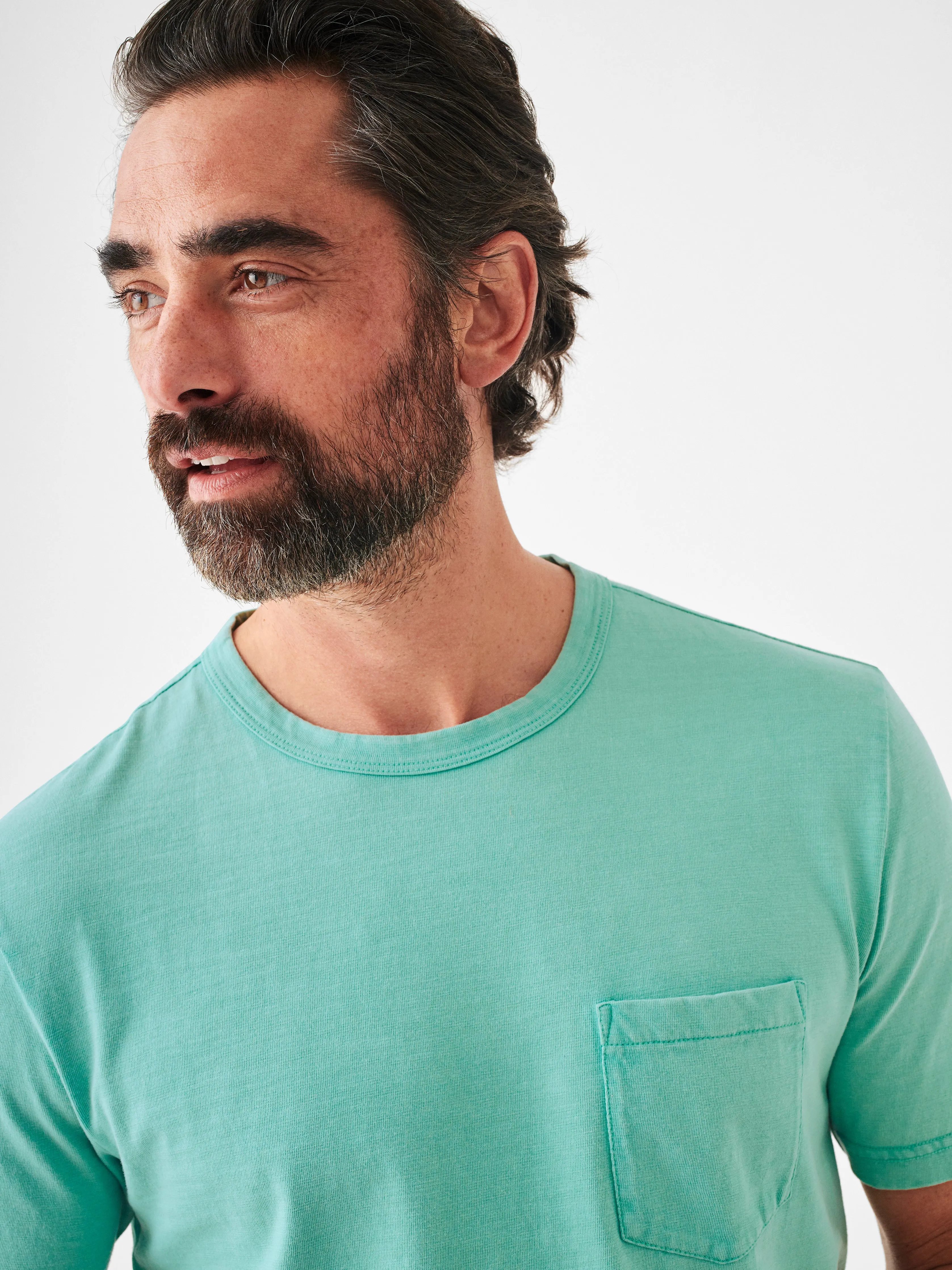 Sunwashed Pocket Tee - Lagoon Teal sold by Faherty product image thumbnail 4