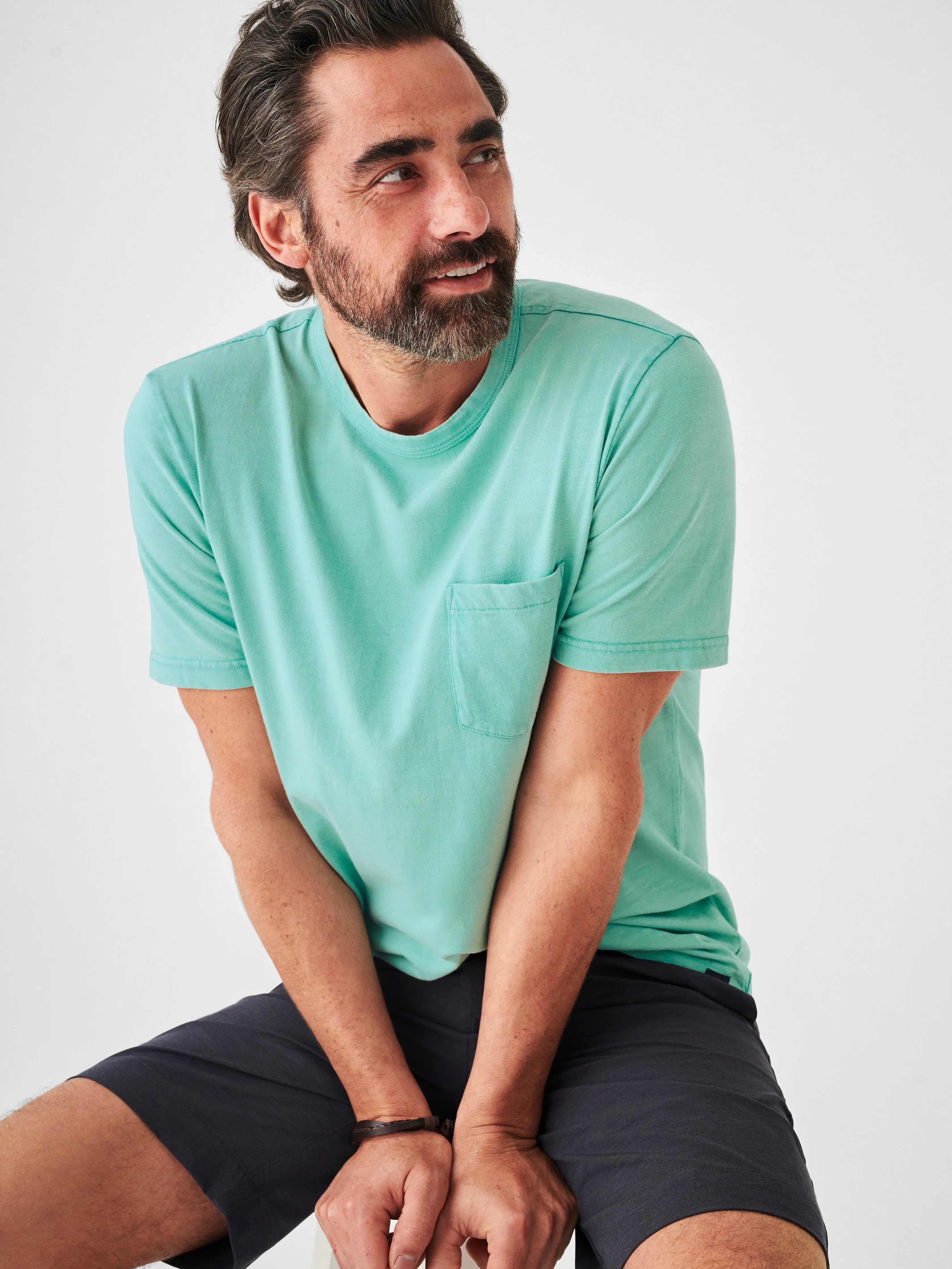 Sunwashed Pocket Tee - Lagoon Teal sold by Faherty product image thumbnail 2