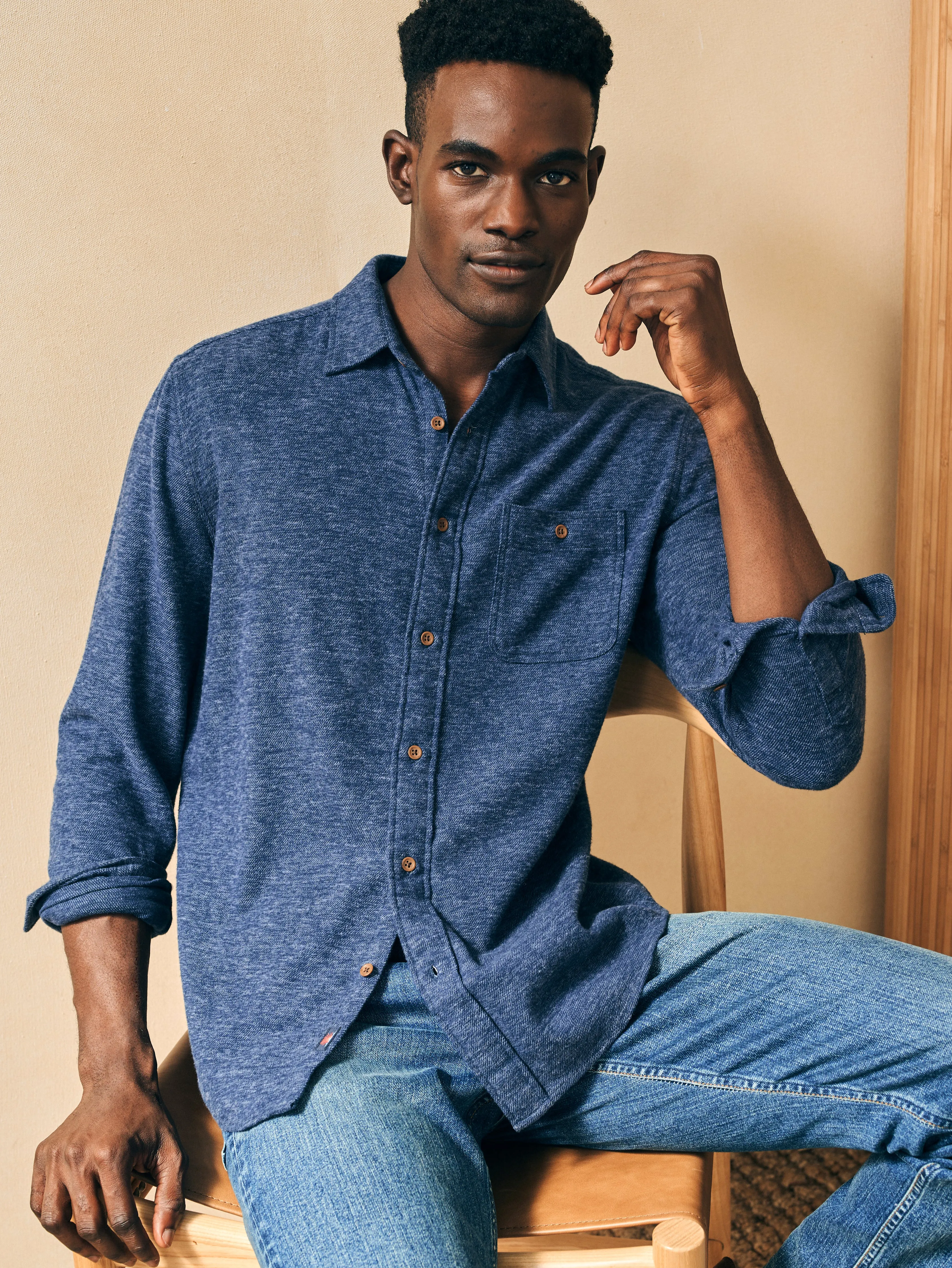 Super Brushed Flannel - Navy sold by Faherty product image thumbnail 3