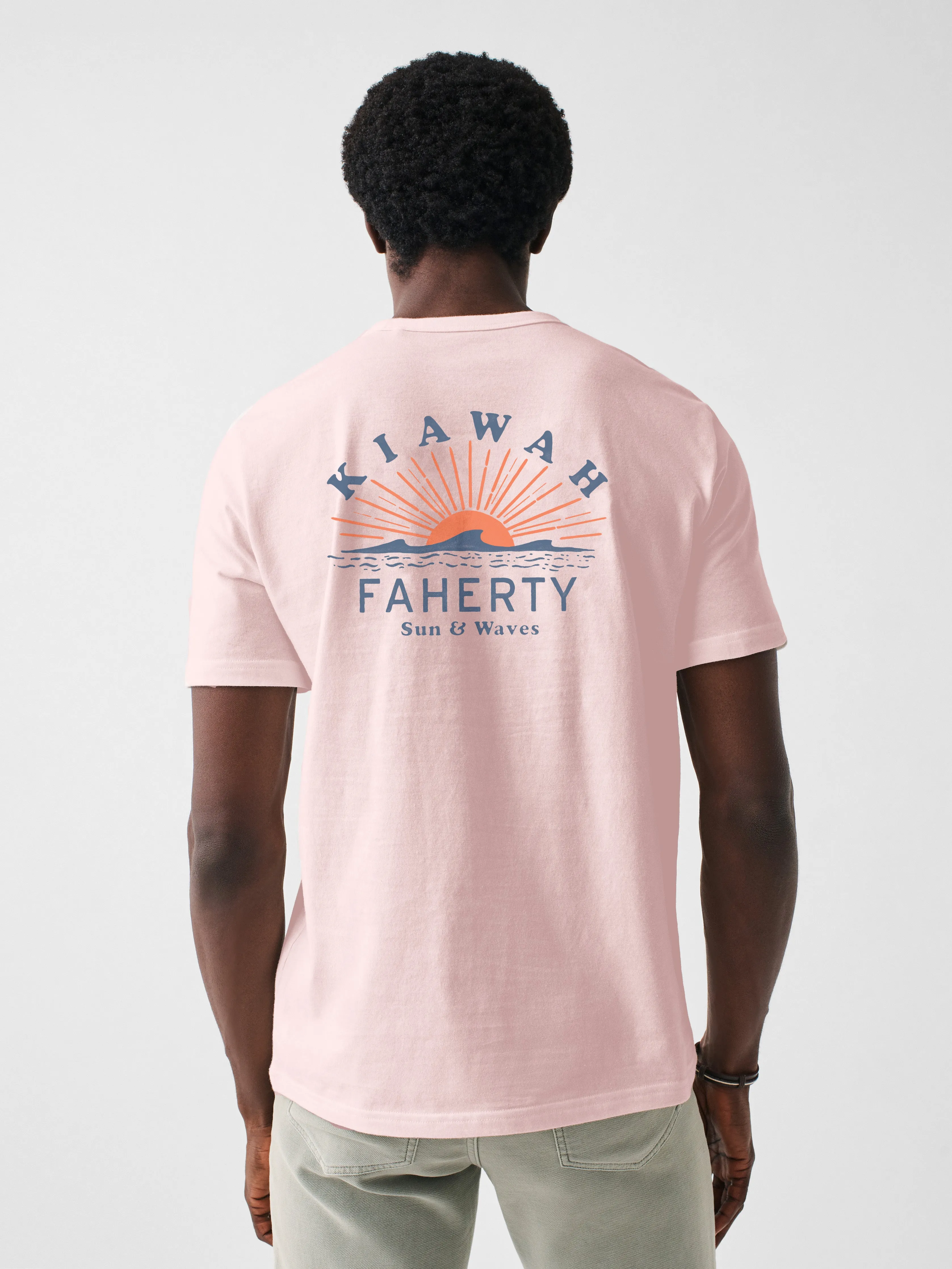 Kiawah Short-Sleeve Crew T-Shirt - Pink Pearl sold by Faherty