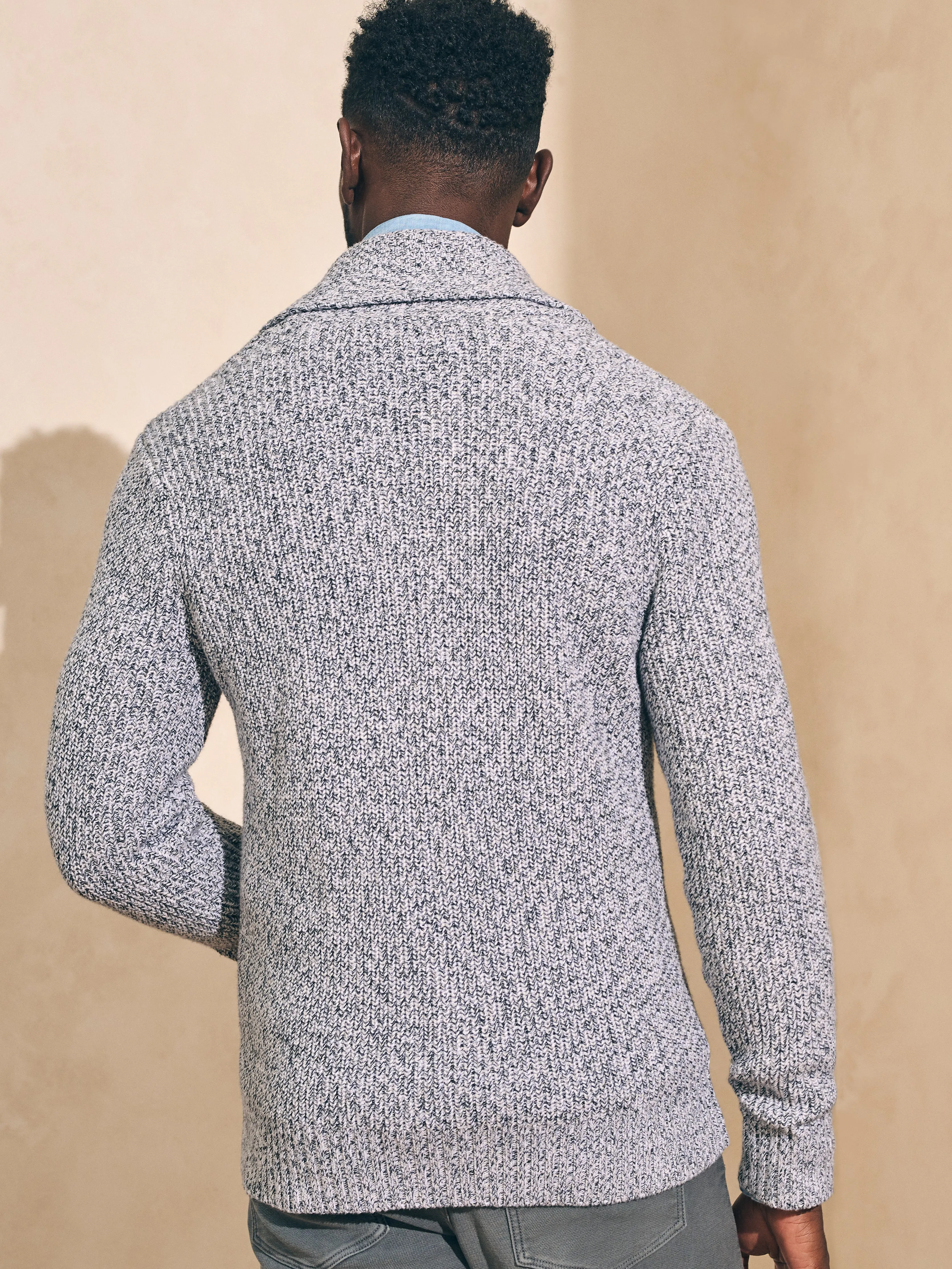 Marled Cotton Cardigan - Light Grey Marl sold by Faherty product image thumbnail 5