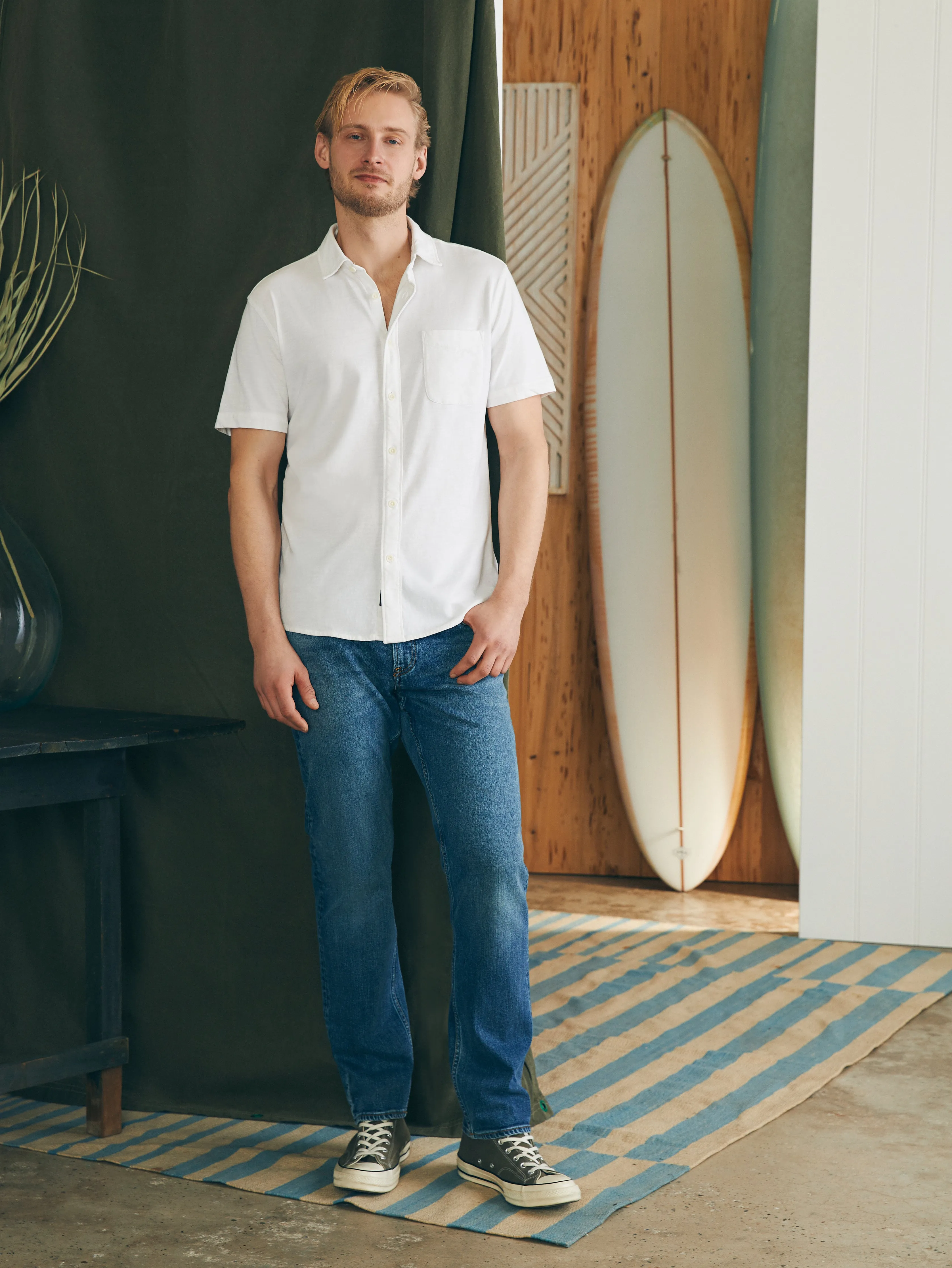 Short-Sleeve Sunwashed Knit Shirt (Single Pocket) (Tall) - White sold by Faherty product image thumbnail 4