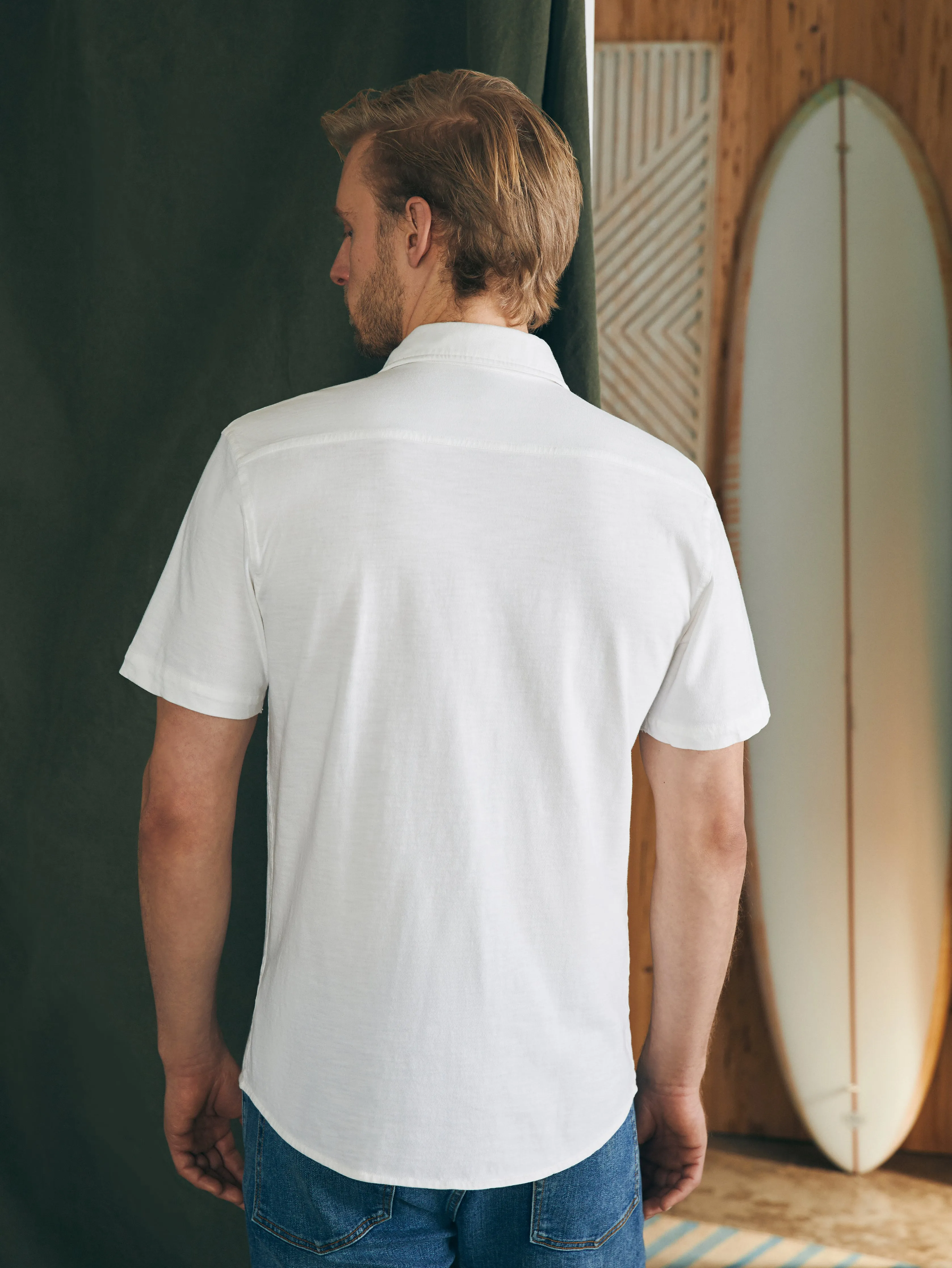 Short-Sleeve Sunwashed Knit Shirt (Single Pocket) (Tall) - White sold by Faherty product image thumbnail 5