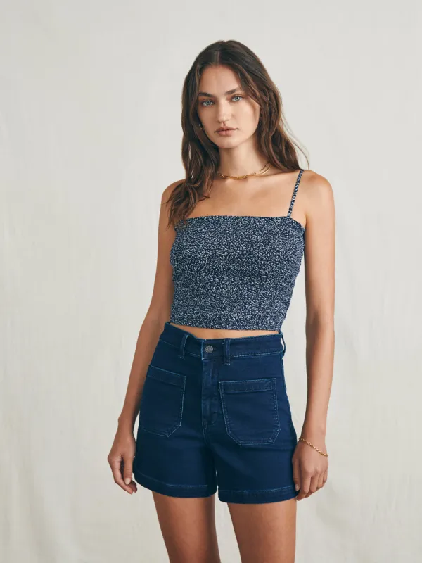Alisee Smocked Top - Navy Riverton Ditsy made by Faherty