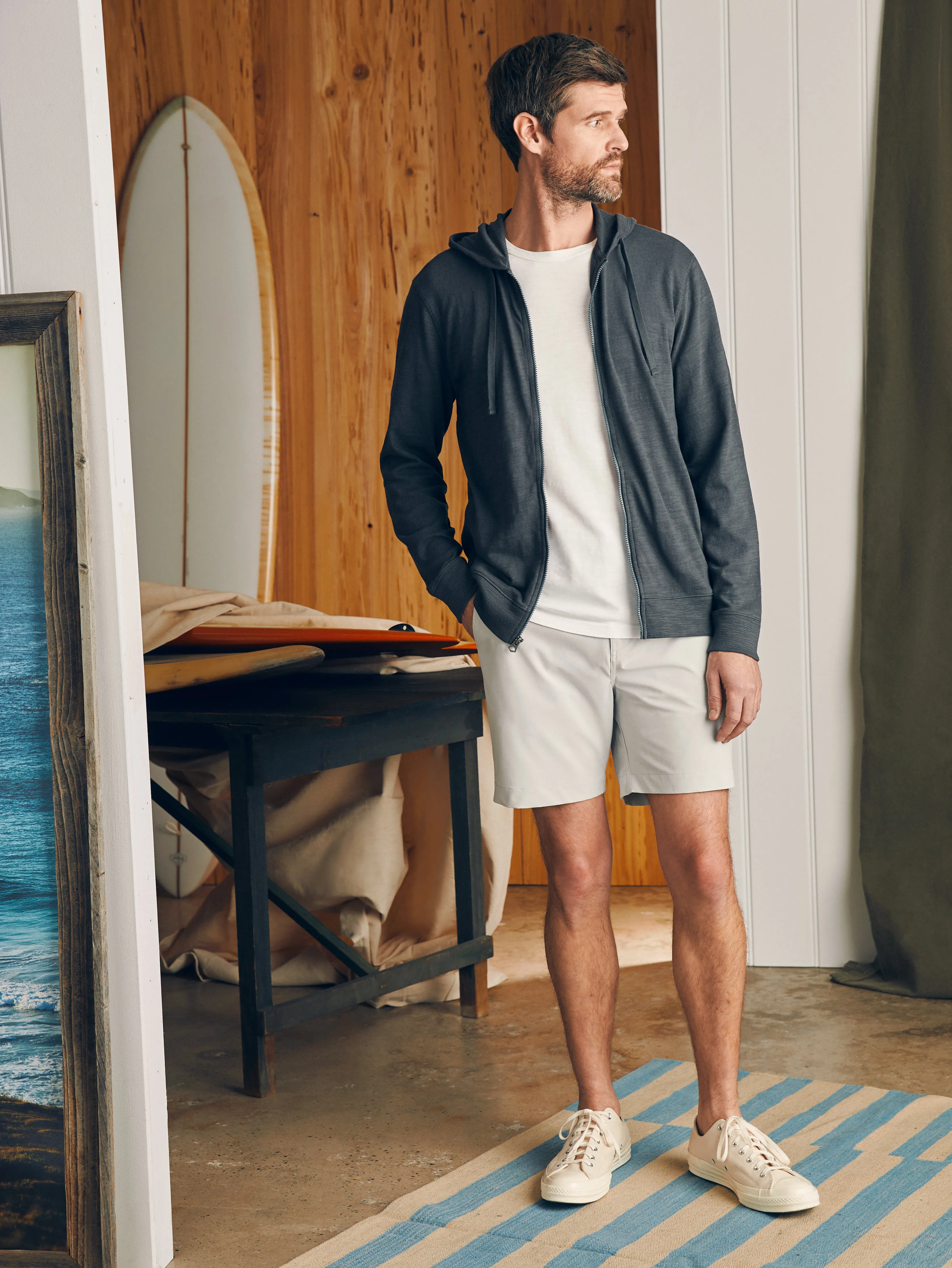 Sunwashed Slub Zip Hoodie - Graphite sold by Faherty product image thumbnail 4