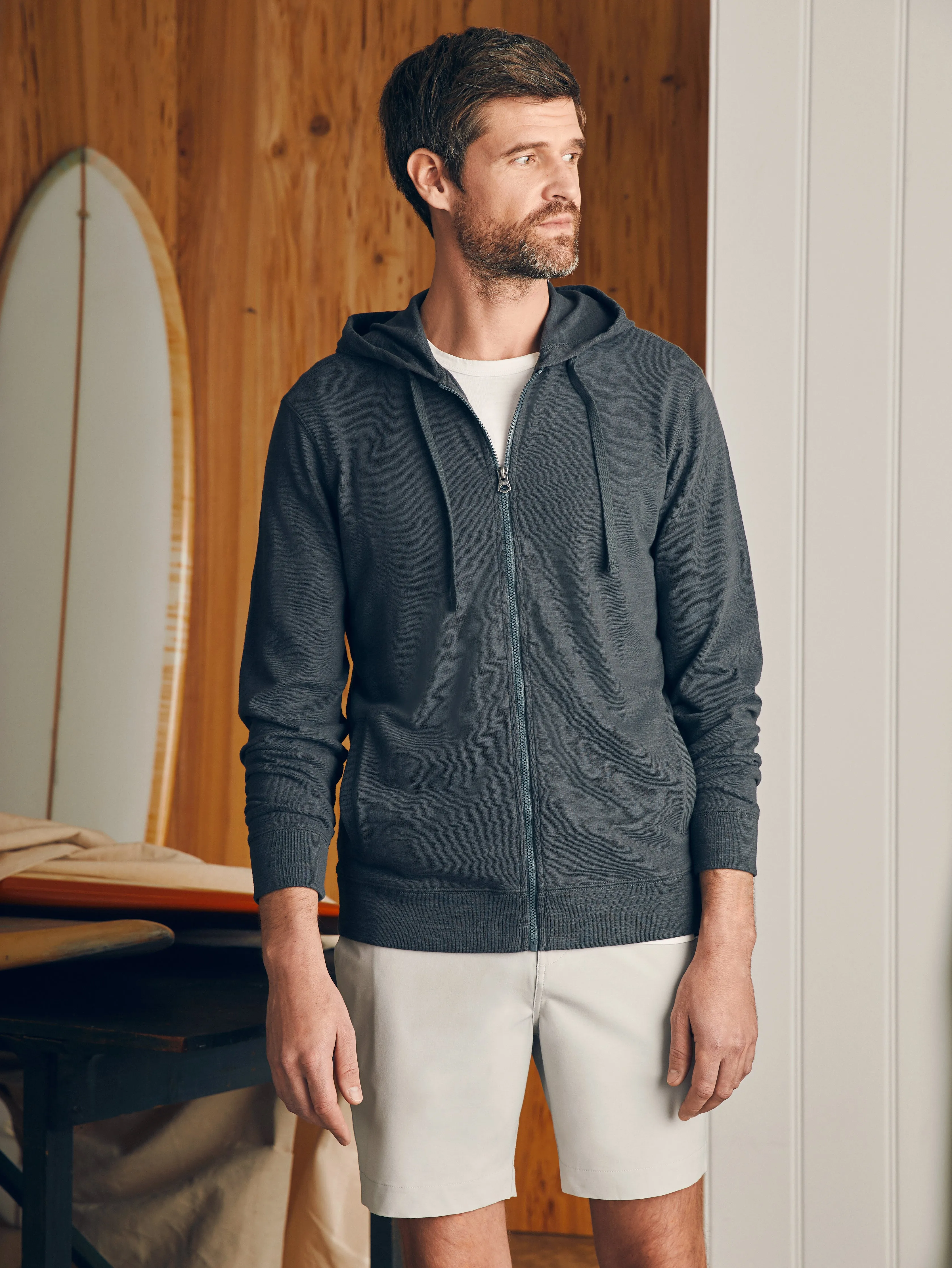 Sunwashed Slub Zip Hoodie - Graphite sold by Faherty product image thumbnail 2