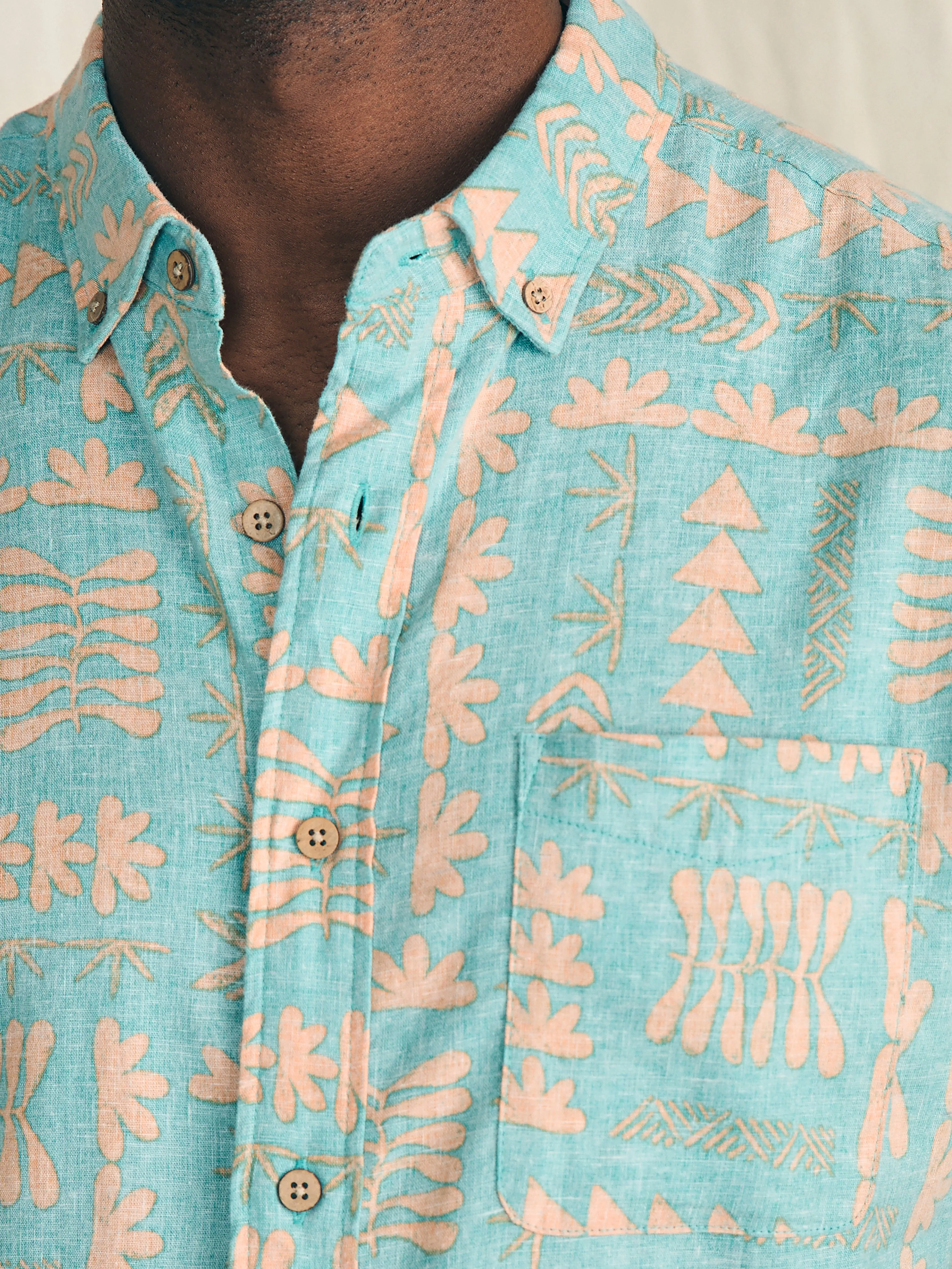 Anna Kahalekulu Short-Sleeve Breeze Shirt - Teal Naupaka sold by Faherty product image thumbnail 2