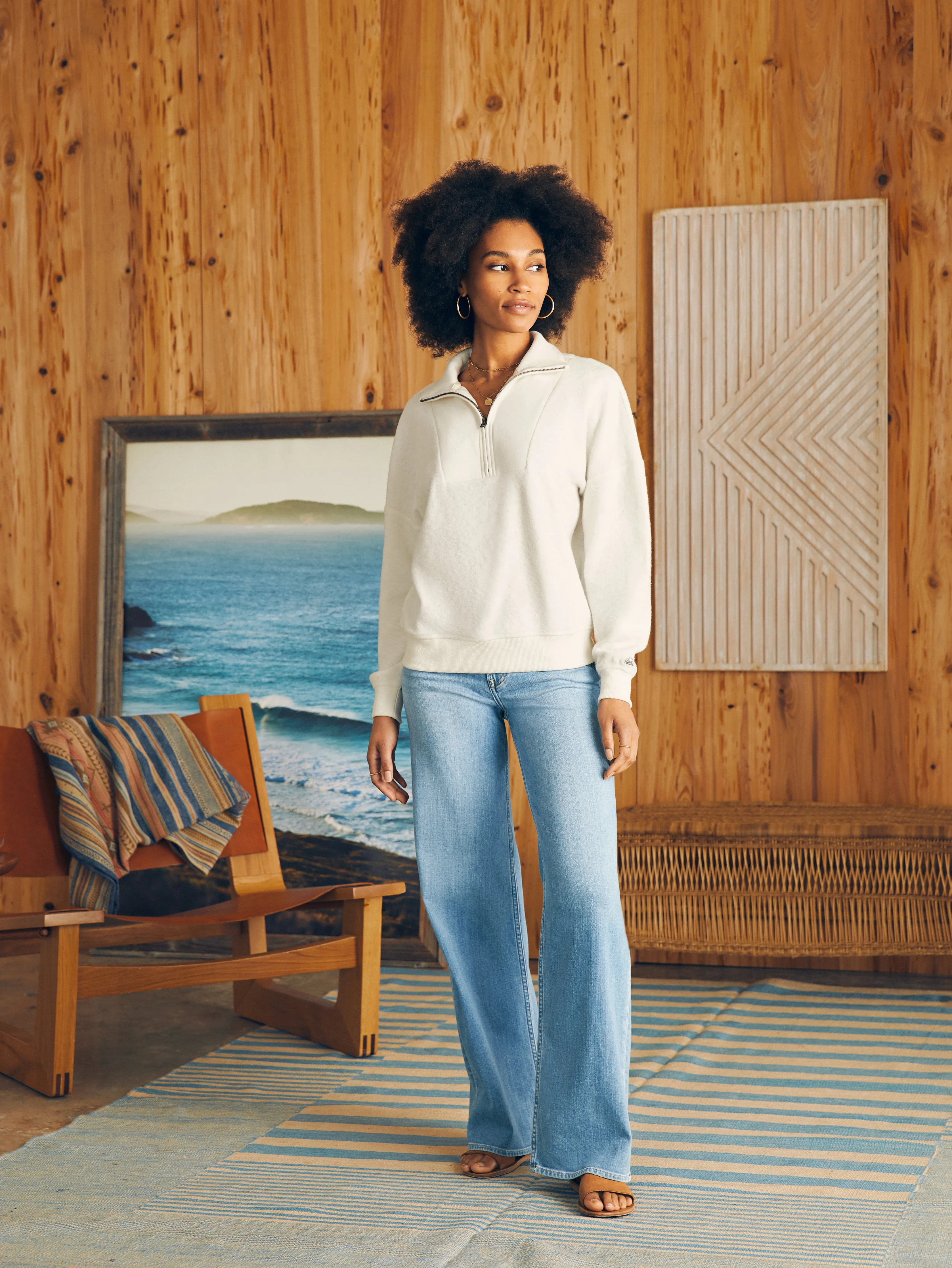 Beach Fleece Quarter Zip - Egret sold by Faherty product image thumbnail 4