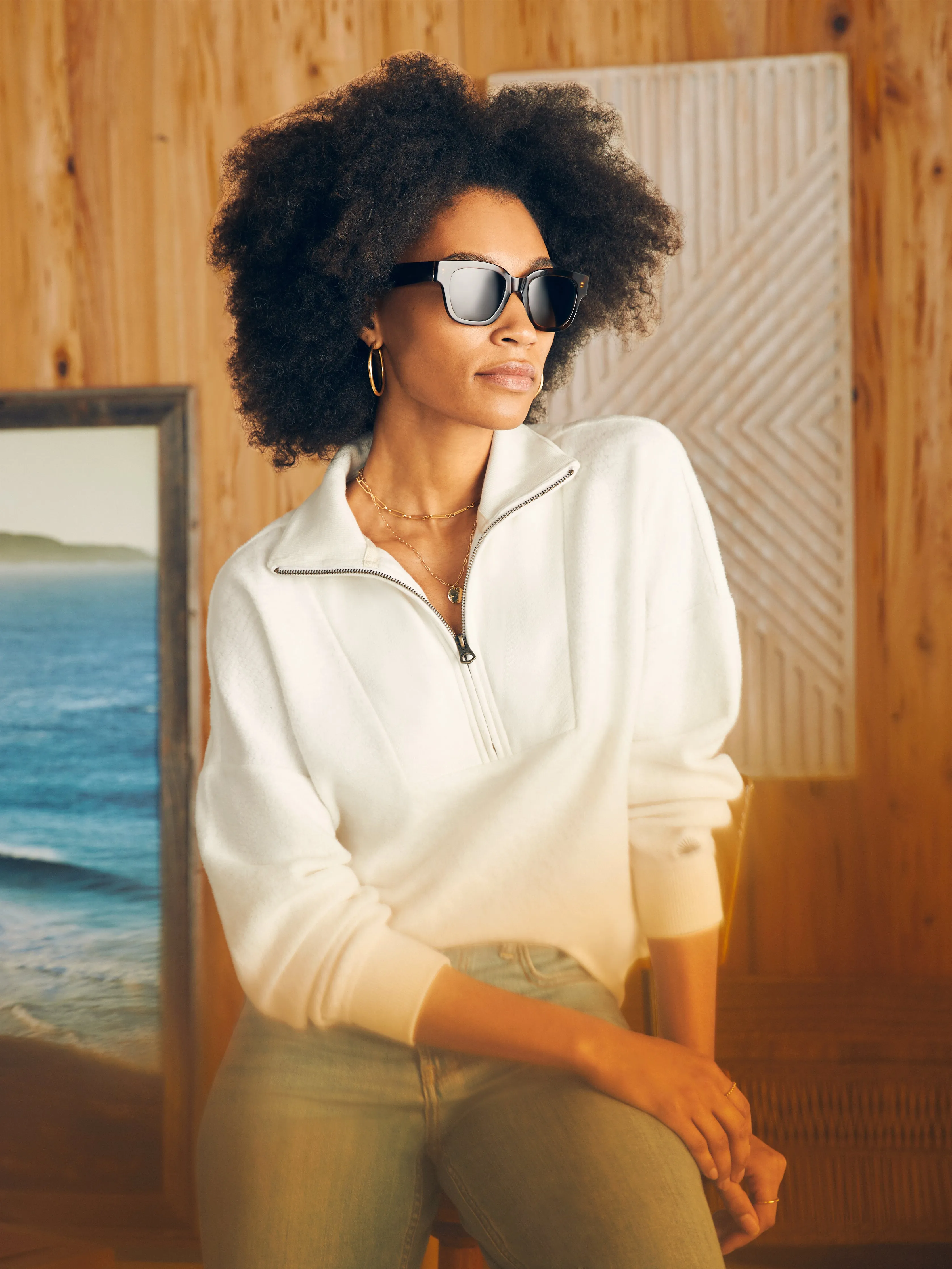 Beach Fleece Quarter Zip - Egret sold by Faherty product image thumbnail 5