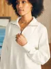 Beach Fleece Quarter Zip - Egret sold by Faherty
