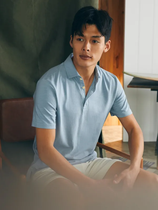 Sunwashed T-Shirt Polo - Blue Breeze sold by Faherty