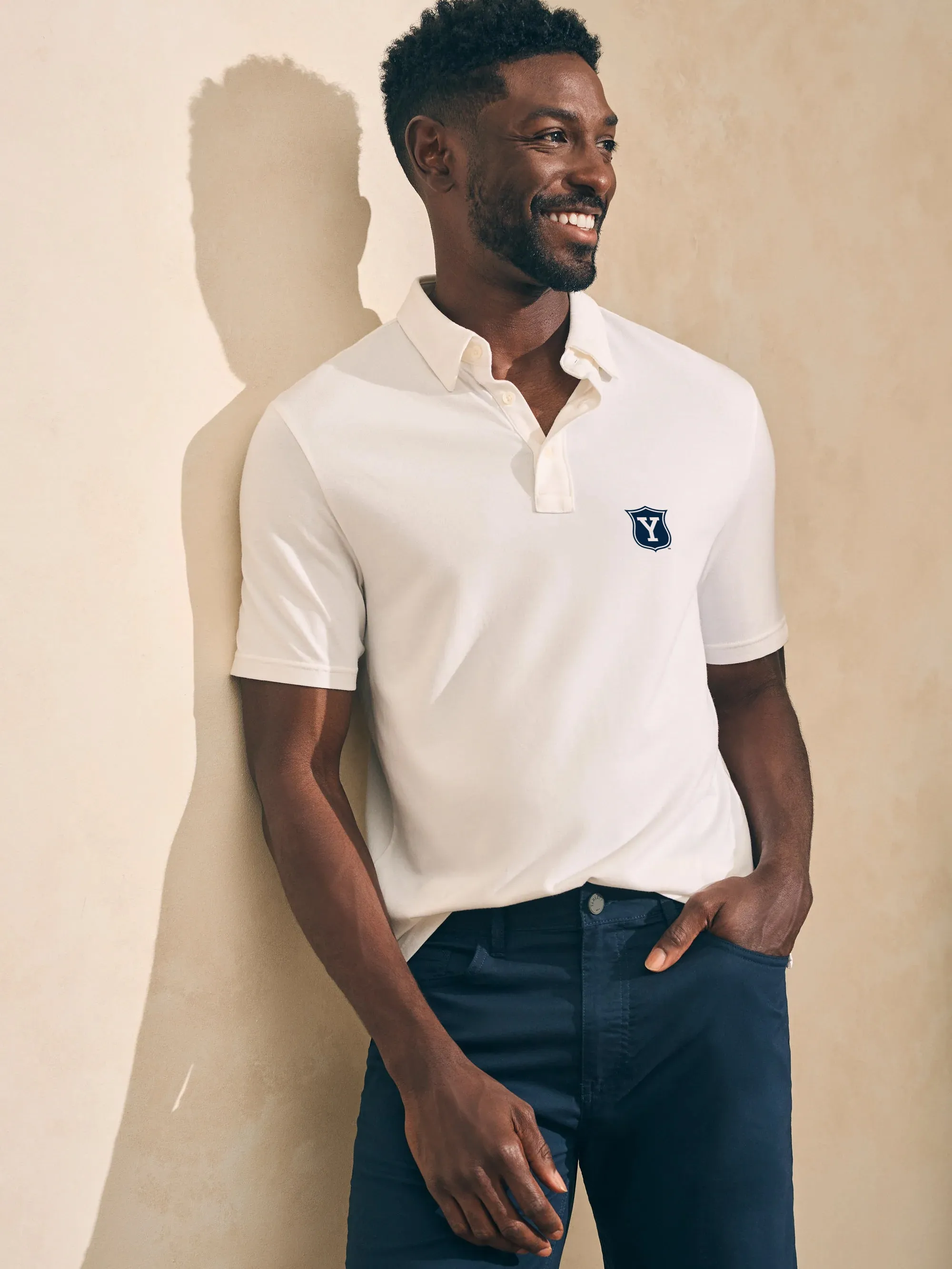 Yale Short-Sleeve Movement™ Polo - White sold by Faherty