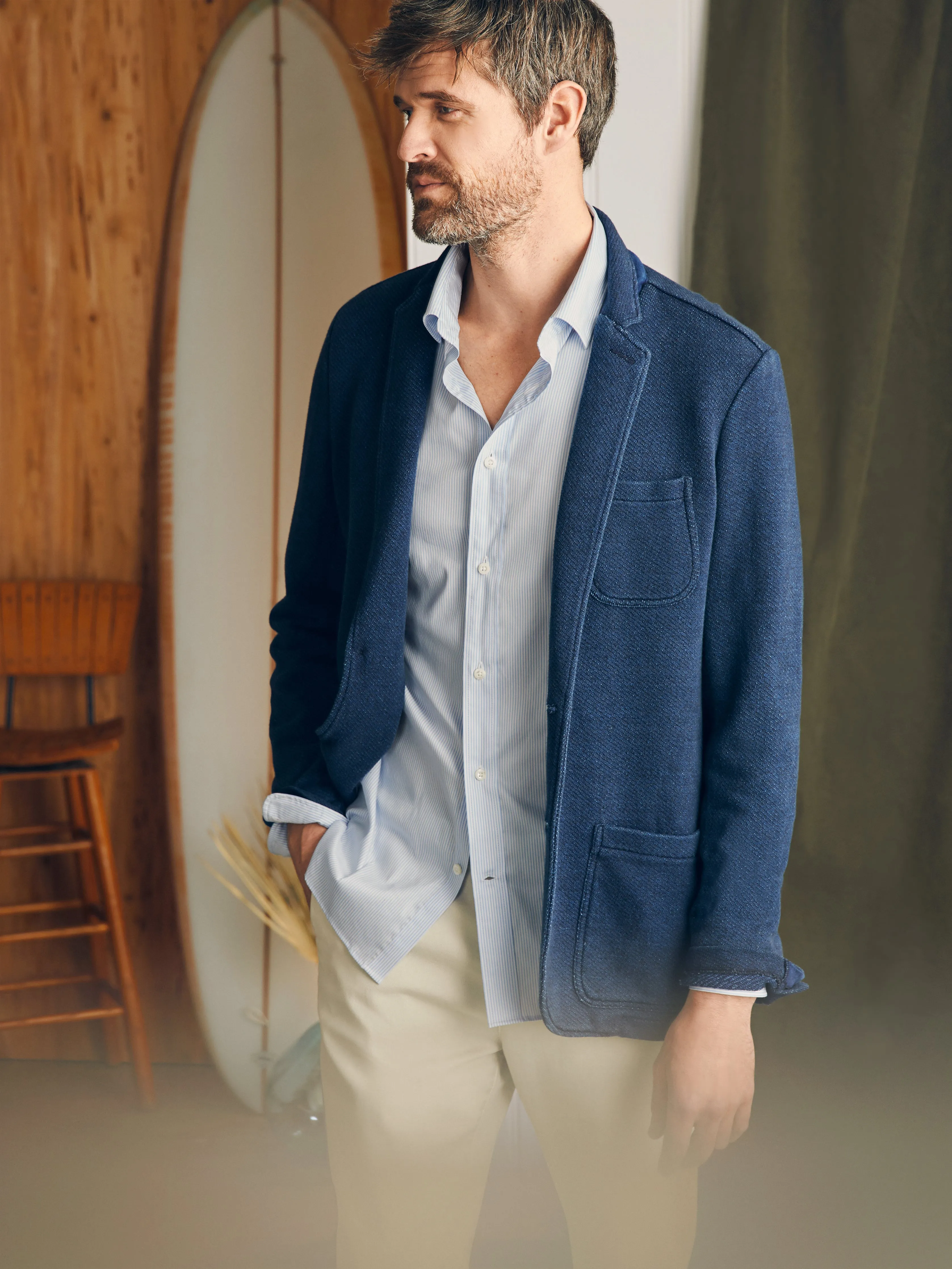 Movement™ Dress Shirt (Tall) - Blue White Stripe sold by Faherty product image thumbnail 3