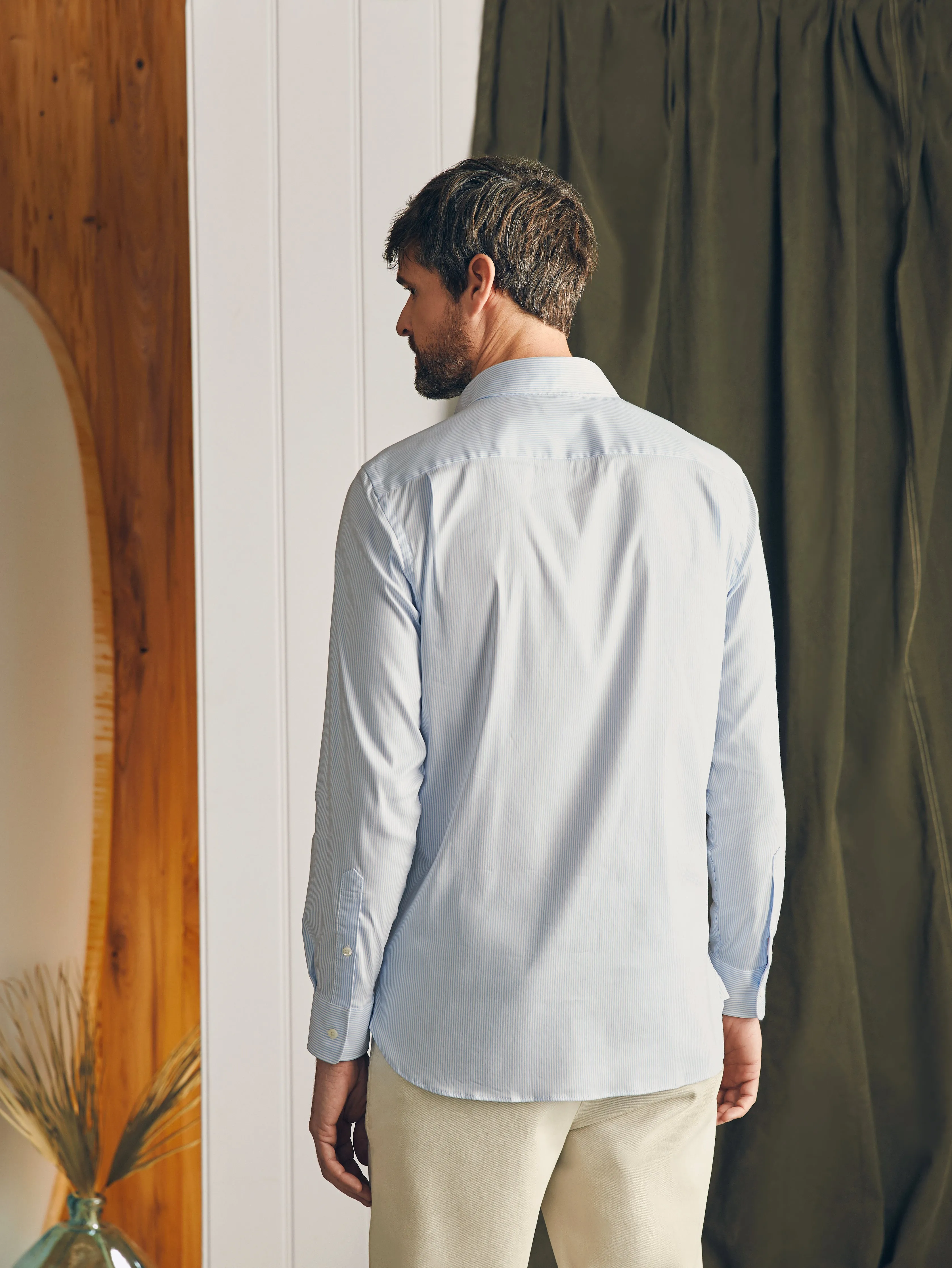 Movement™ Dress Shirt (Tall) - Blue White Stripe sold by Faherty product image thumbnail 5