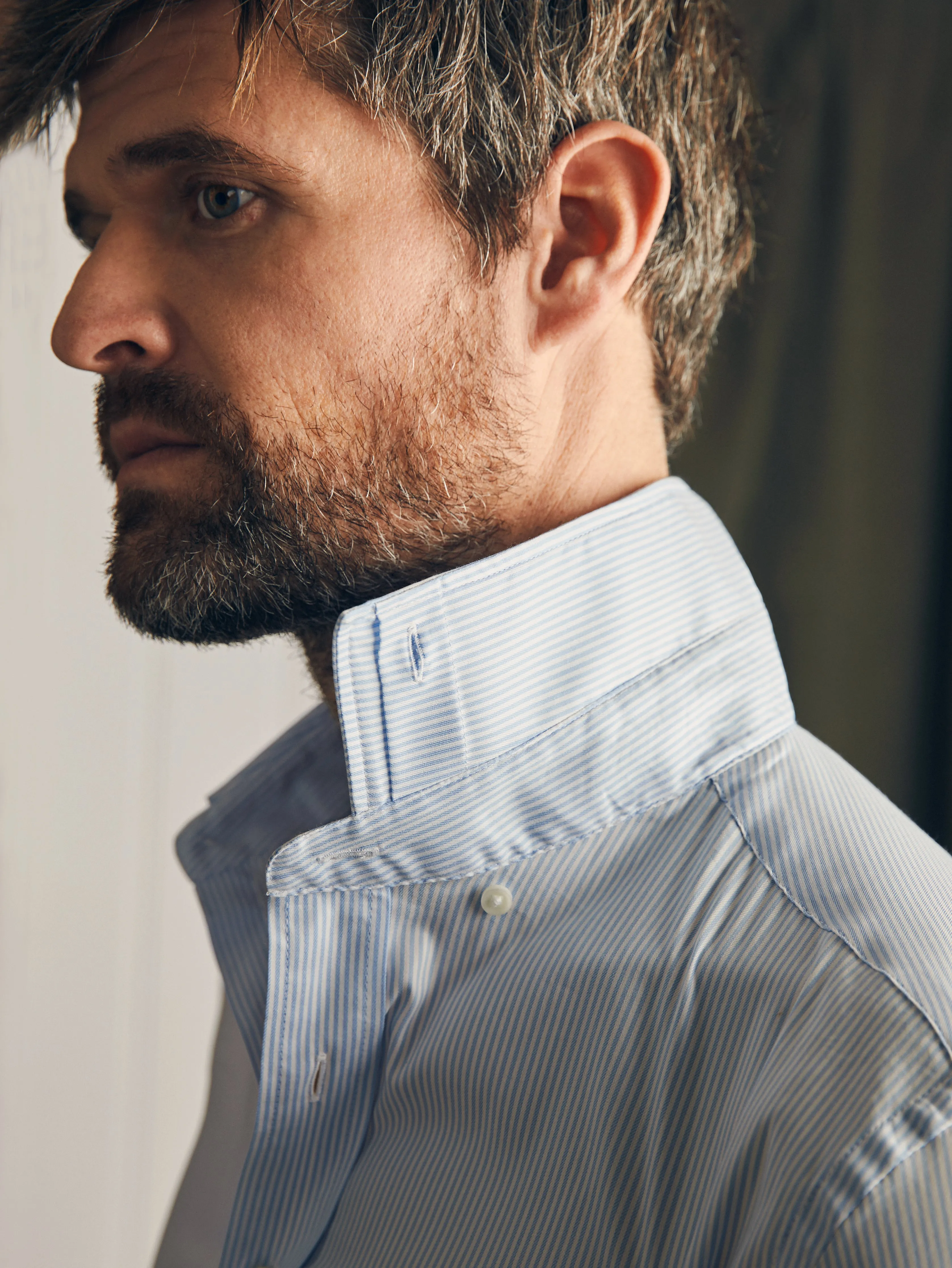 Movement™ Dress Shirt (Tall) - Blue White Stripe sold by Faherty product image thumbnail 2
