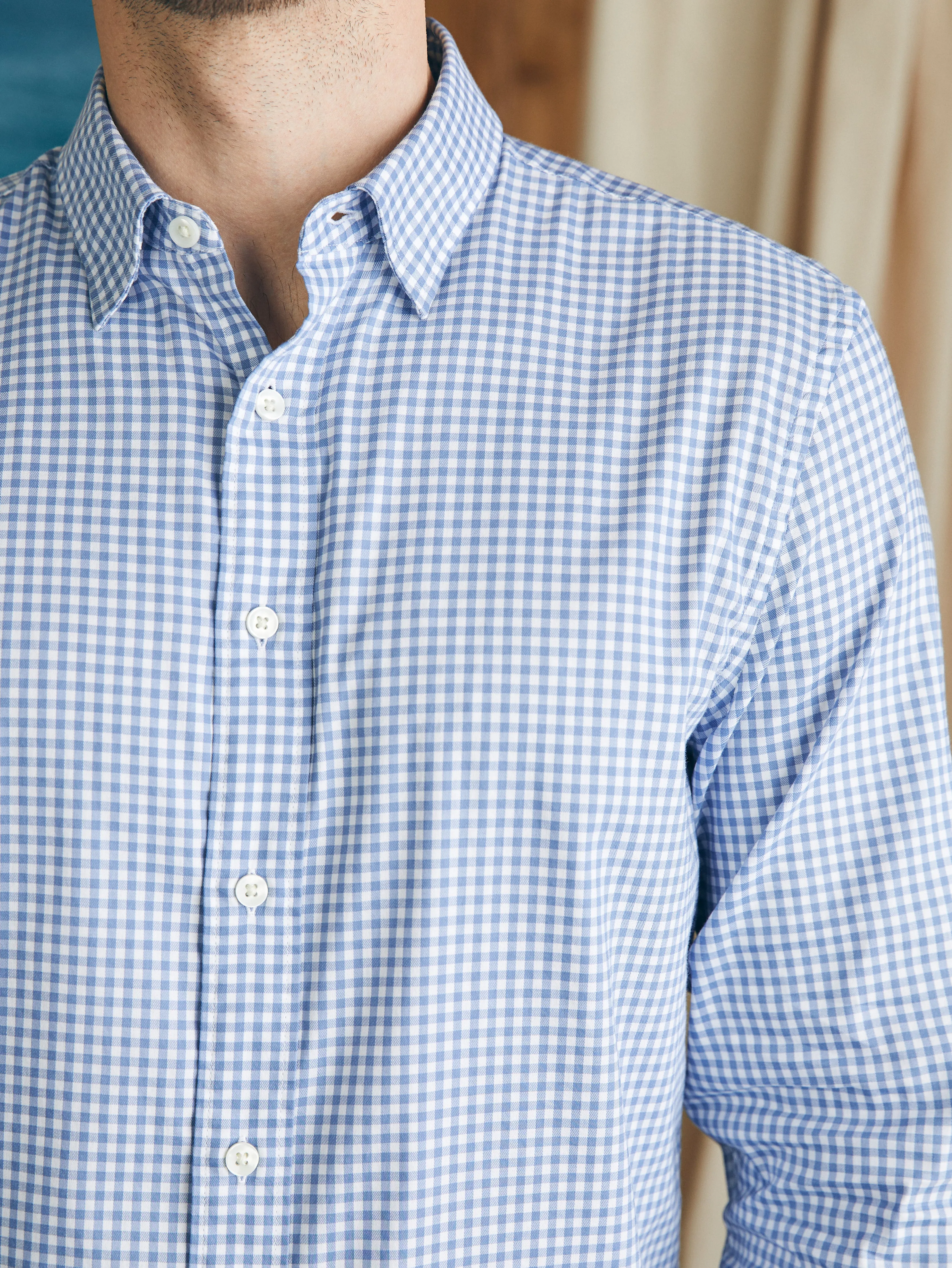 Movement™ Shirt - Light Blue Gingham sold by Faherty product image thumbnail 3