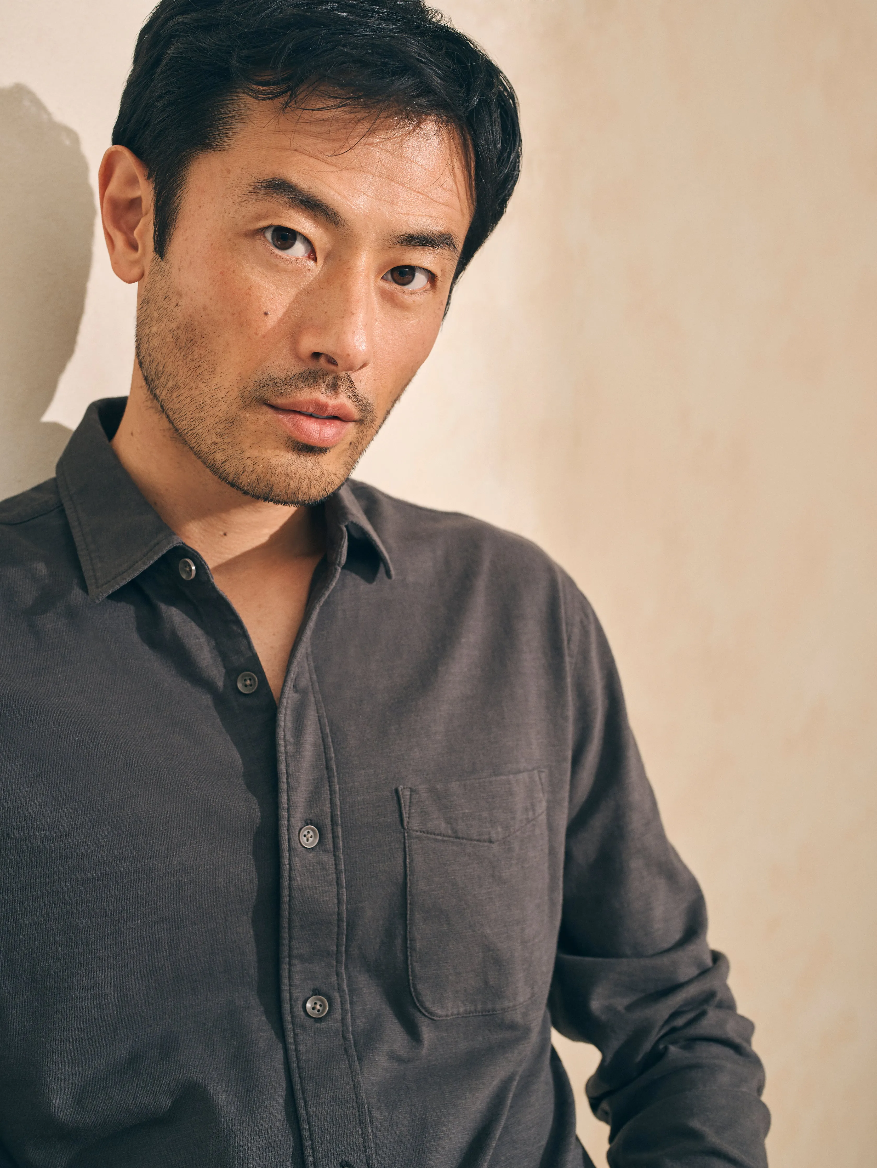 Sunwashed Knit Shirt (Single Pocket) (Tall) - Washed Black sold by Faherty product image thumbnail 2