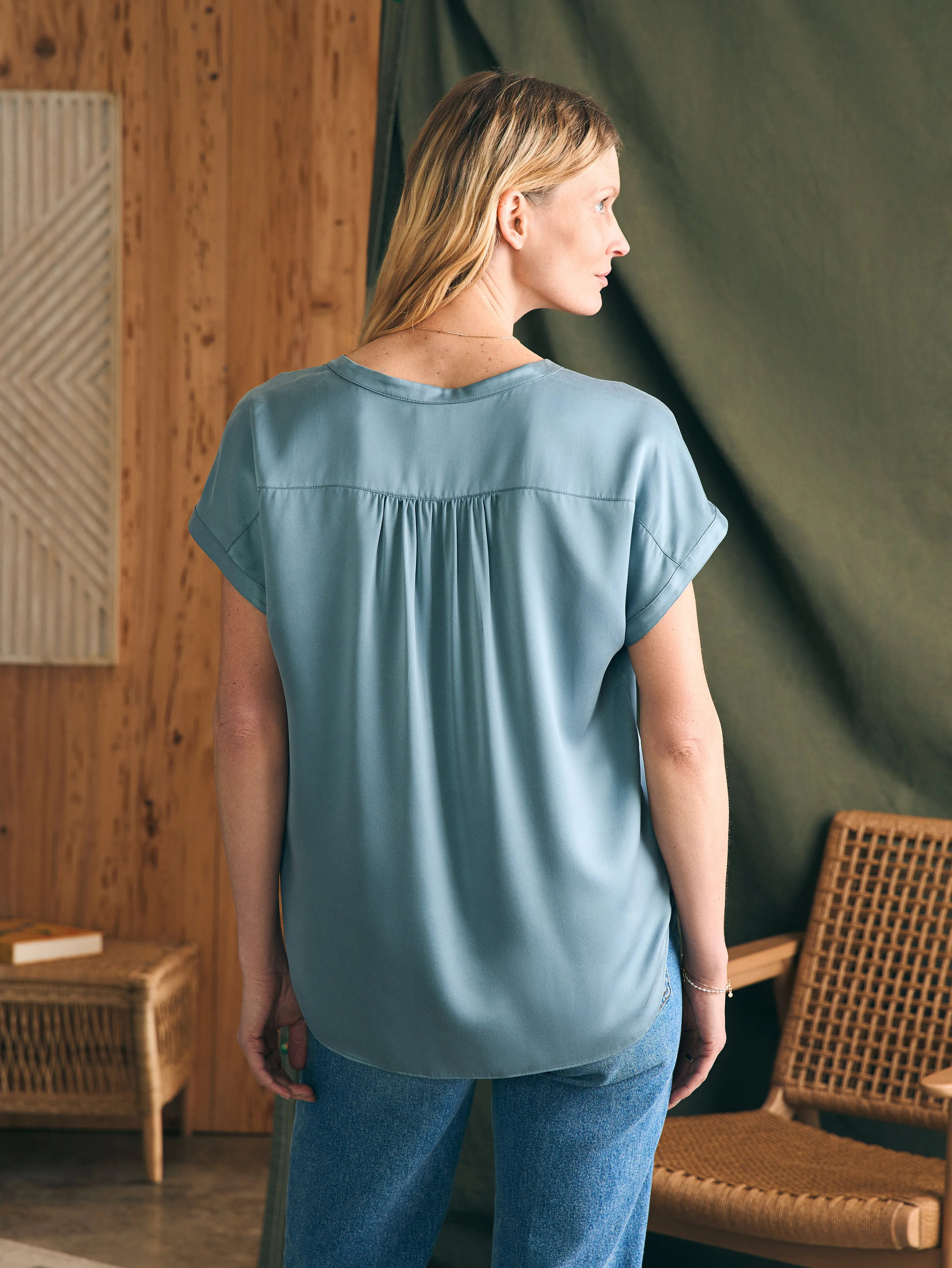 Sandwashed Silk Desmond Top - Lead sold by Faherty product image thumbnail 5