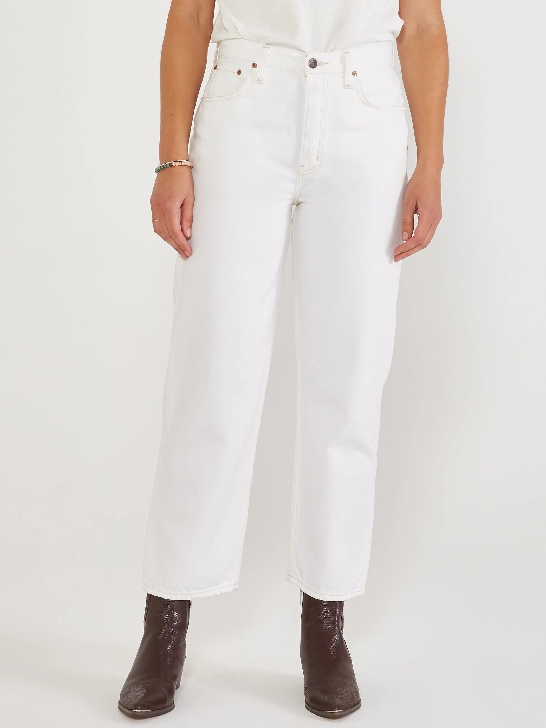 Etica Tyler Vintage Straight Ankle - Vintage White sold by Faherty