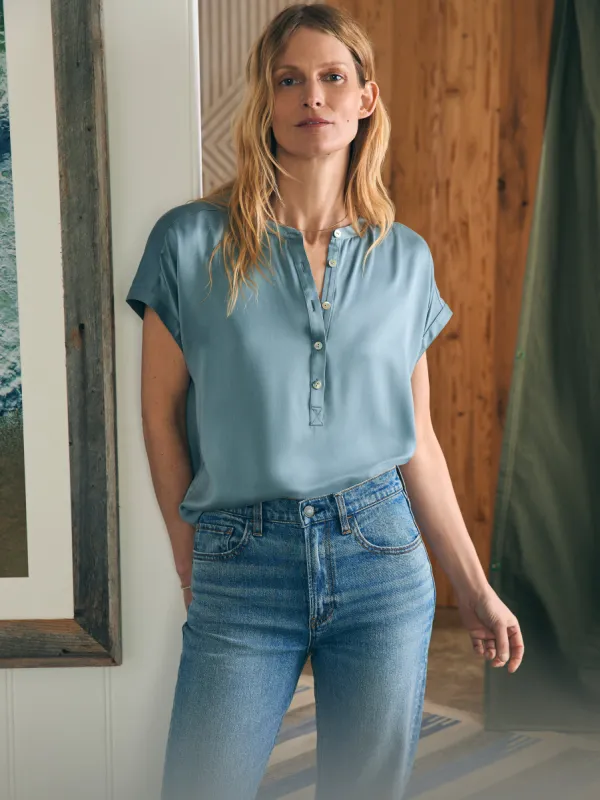 Sandwashed Silk Desmond Top - Lead sold by Faherty