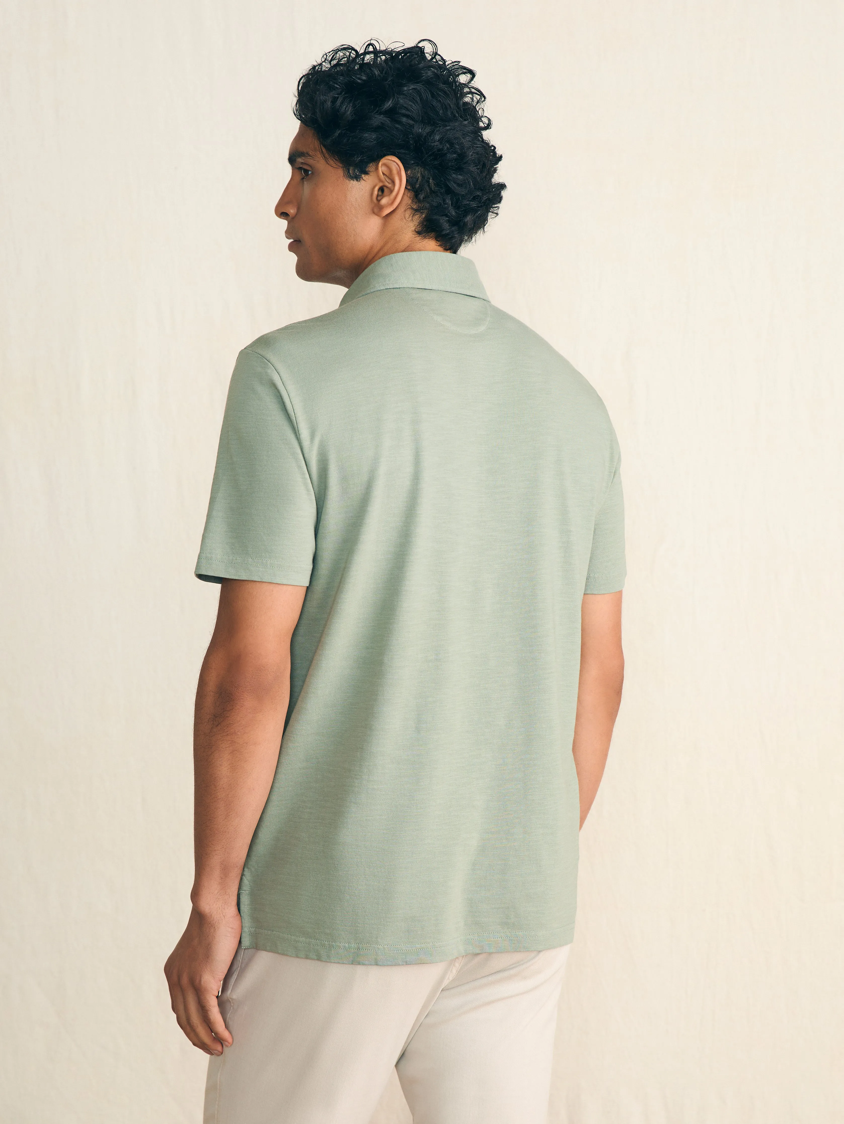 Sunwashed T-Shirt Polo - Faded Sage sold by Faherty product image thumbnail 5