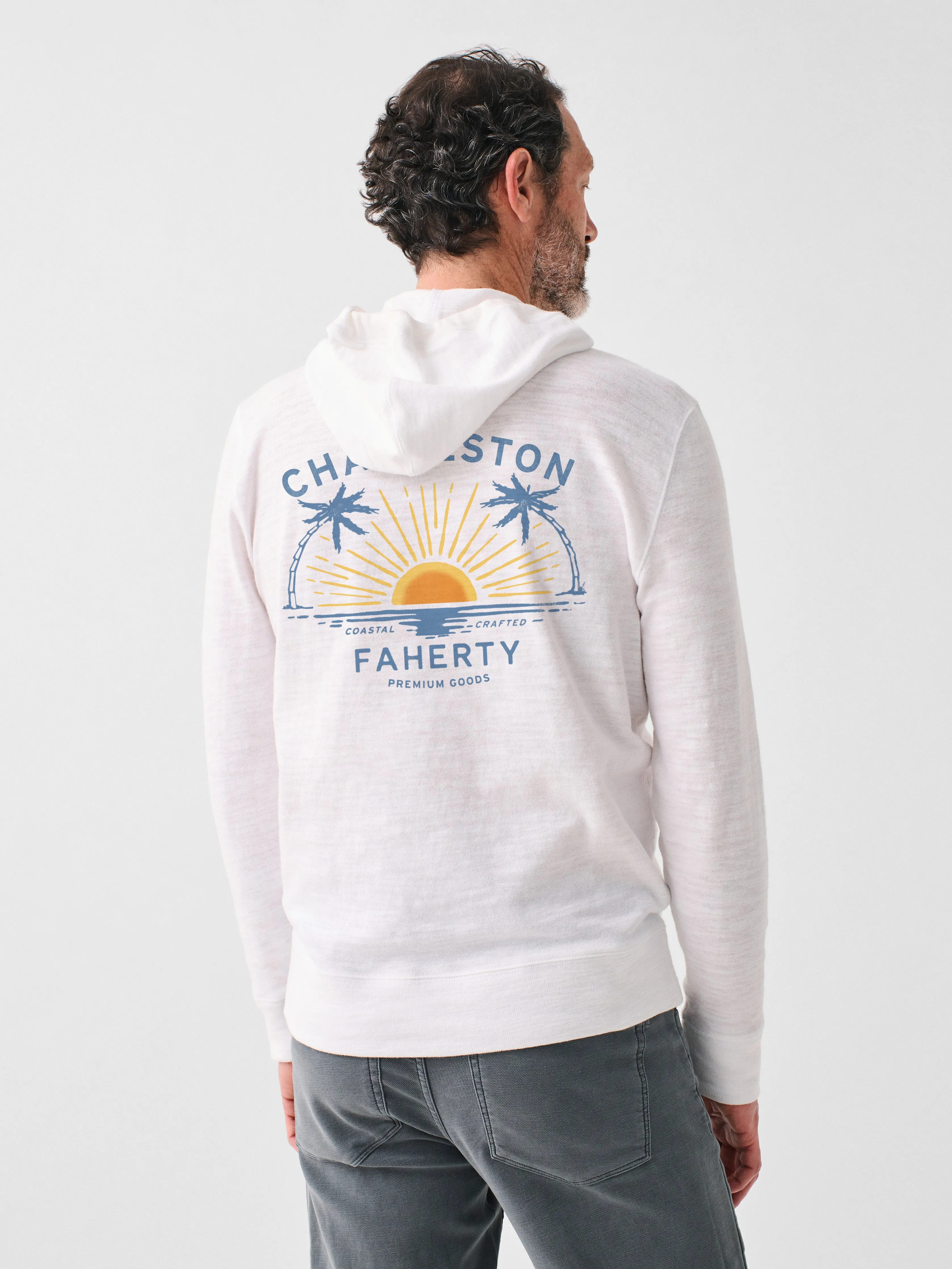 Charleston Heritage Slub Cotton Hoodie - White sold by Faherty product image thumbnail 2