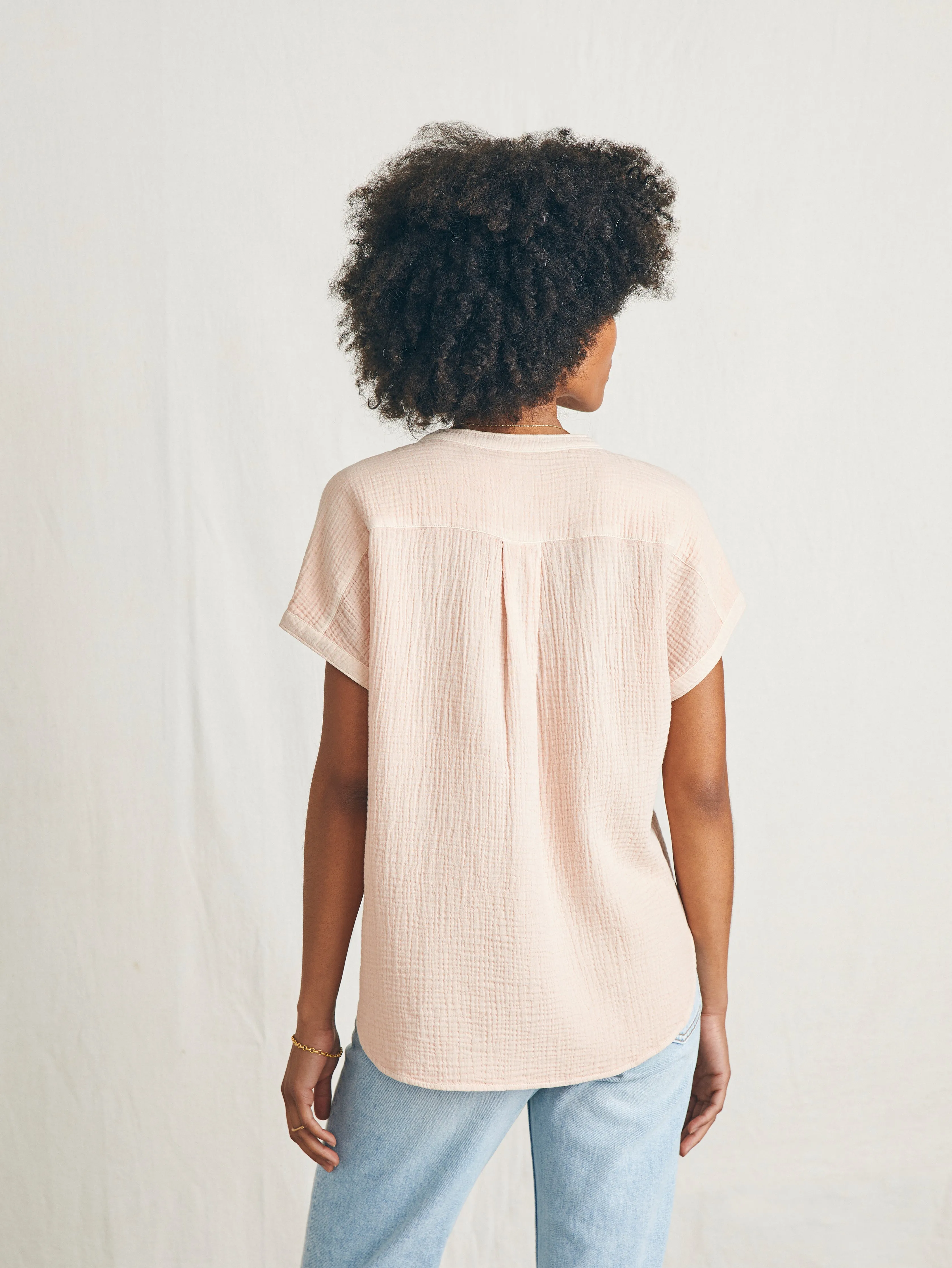 Dream Cotton Gauze Desmond Top - Peach Whip sold by Faherty product image thumbnail 5