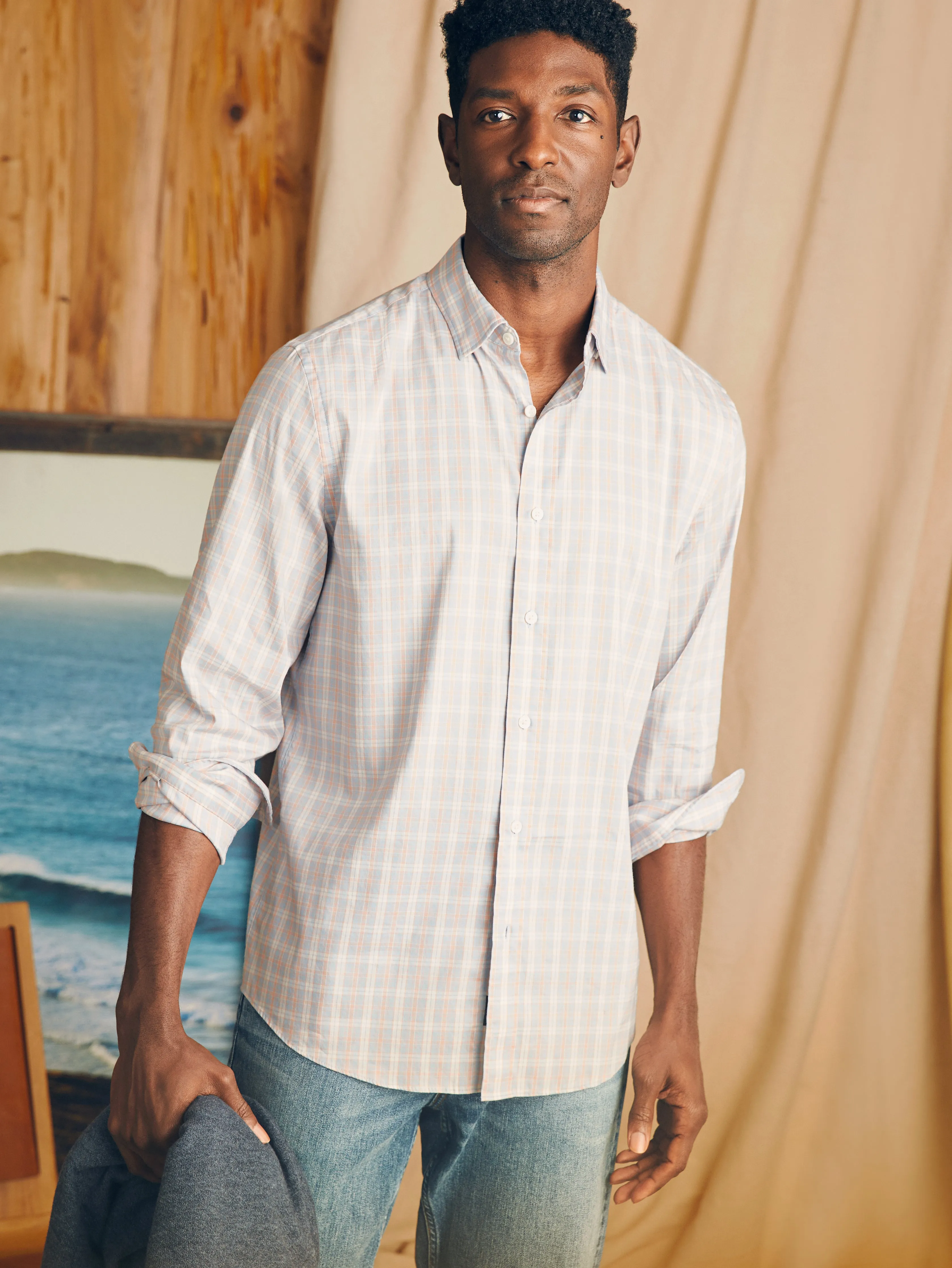 Movement™ Shirt (Tall) - Blue Coral Plaid sold by Faherty