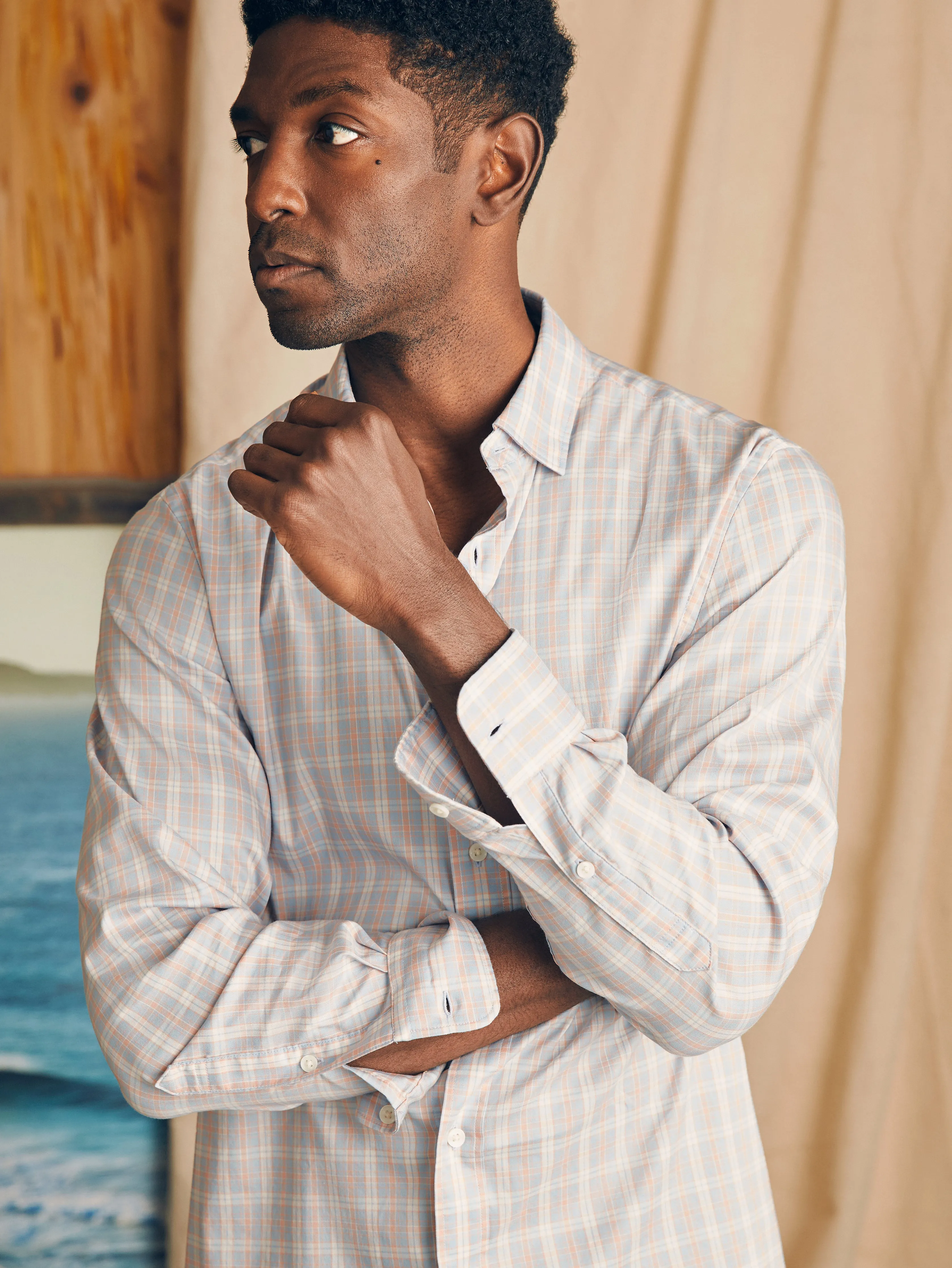 Movement™ Shirt (Tall) - Blue Coral Plaid sold by Faherty product image thumbnail 2
