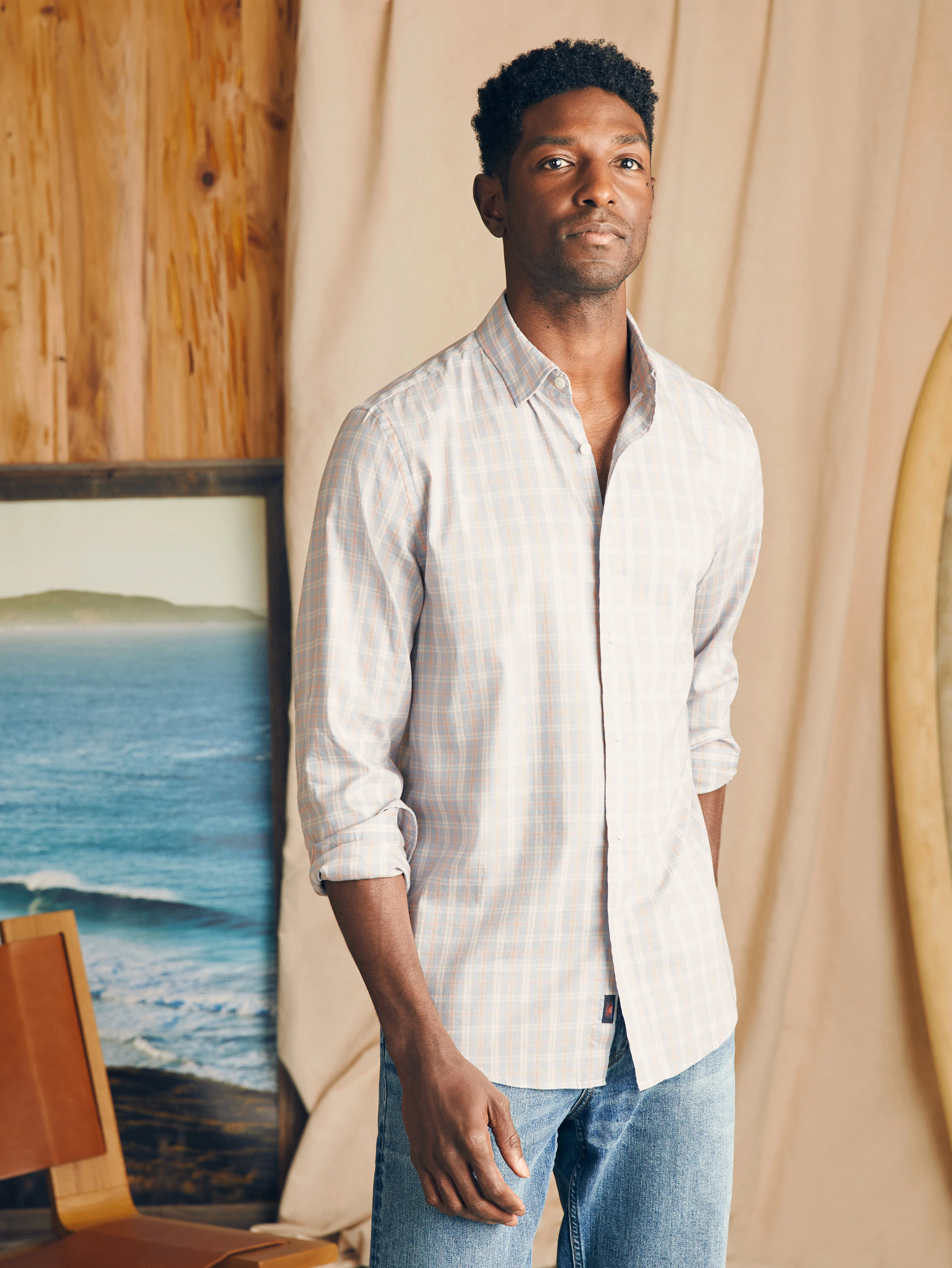 Movement™ Shirt (Tall) - Blue Coral Plaid sold by Faherty product image thumbnail 3