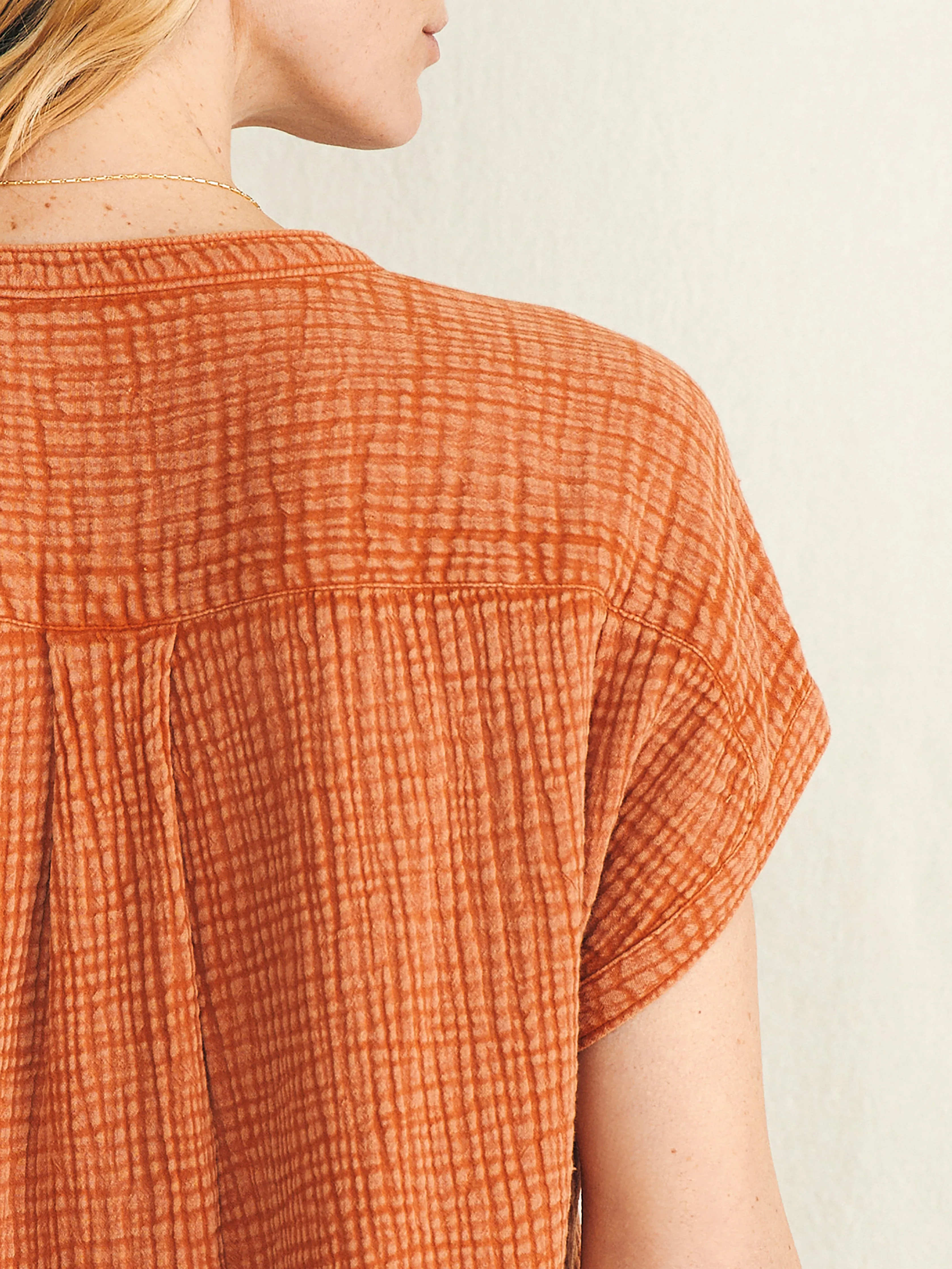 Dream Cotton Gauze Desmond Top - Bombay Brown sold by Faherty product image thumbnail 5