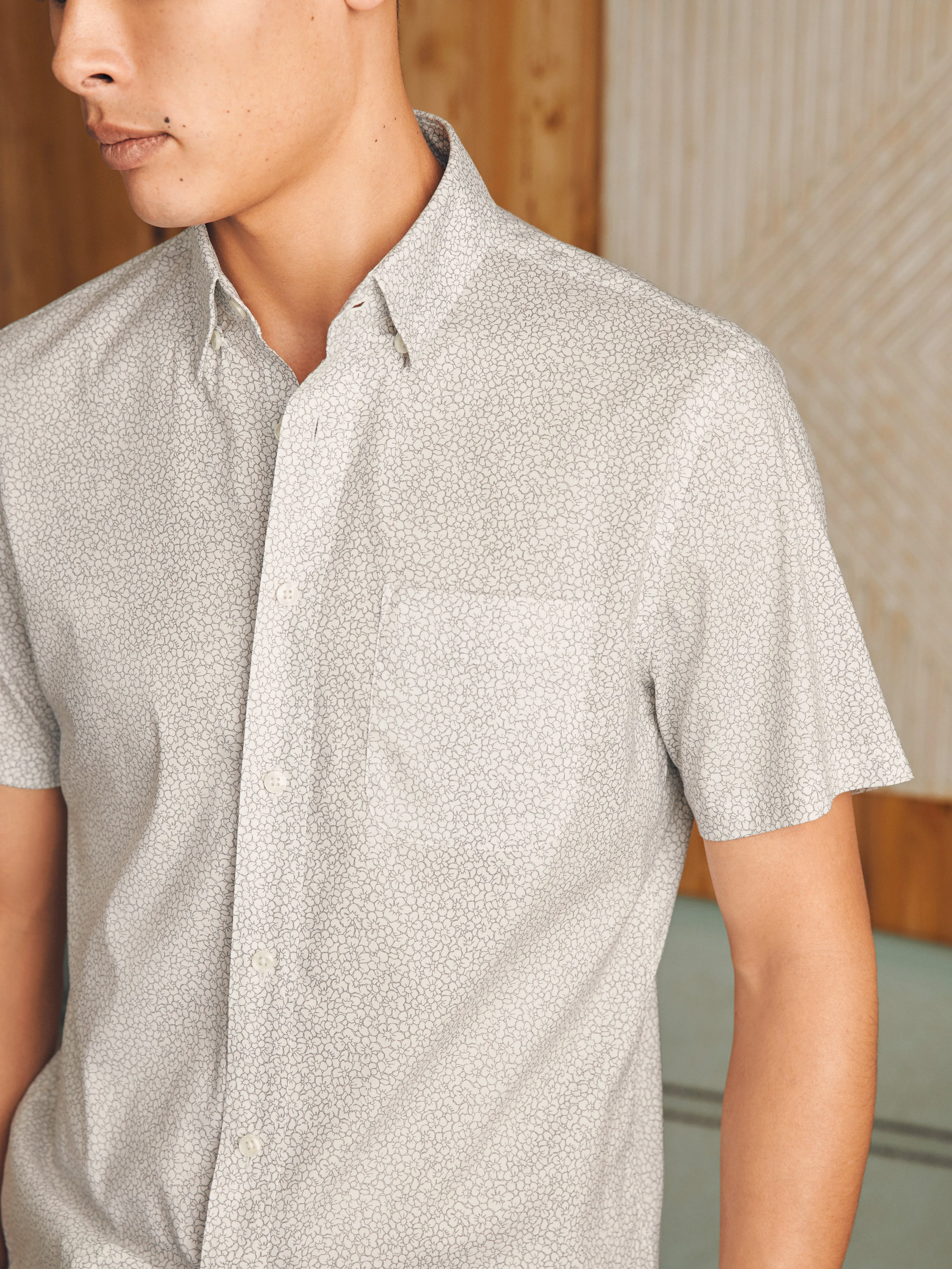 Movement™ Short-Sleeve Shirt - Ivory Cliff Floral sold by Faherty product image thumbnail 2