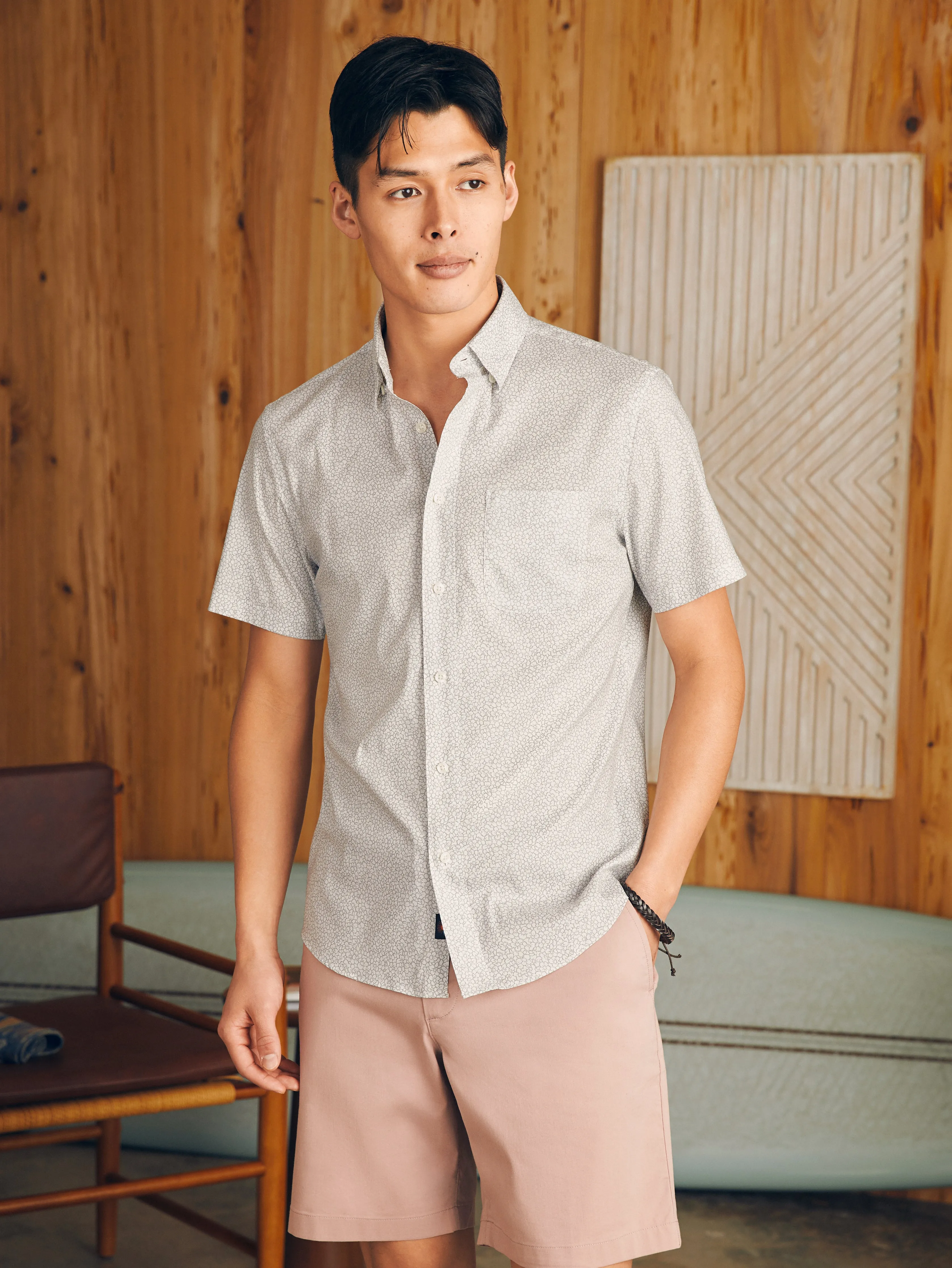 Movement™ Short-Sleeve Shirt - Ivory Cliff Floral sold by Faherty product image thumbnail 3