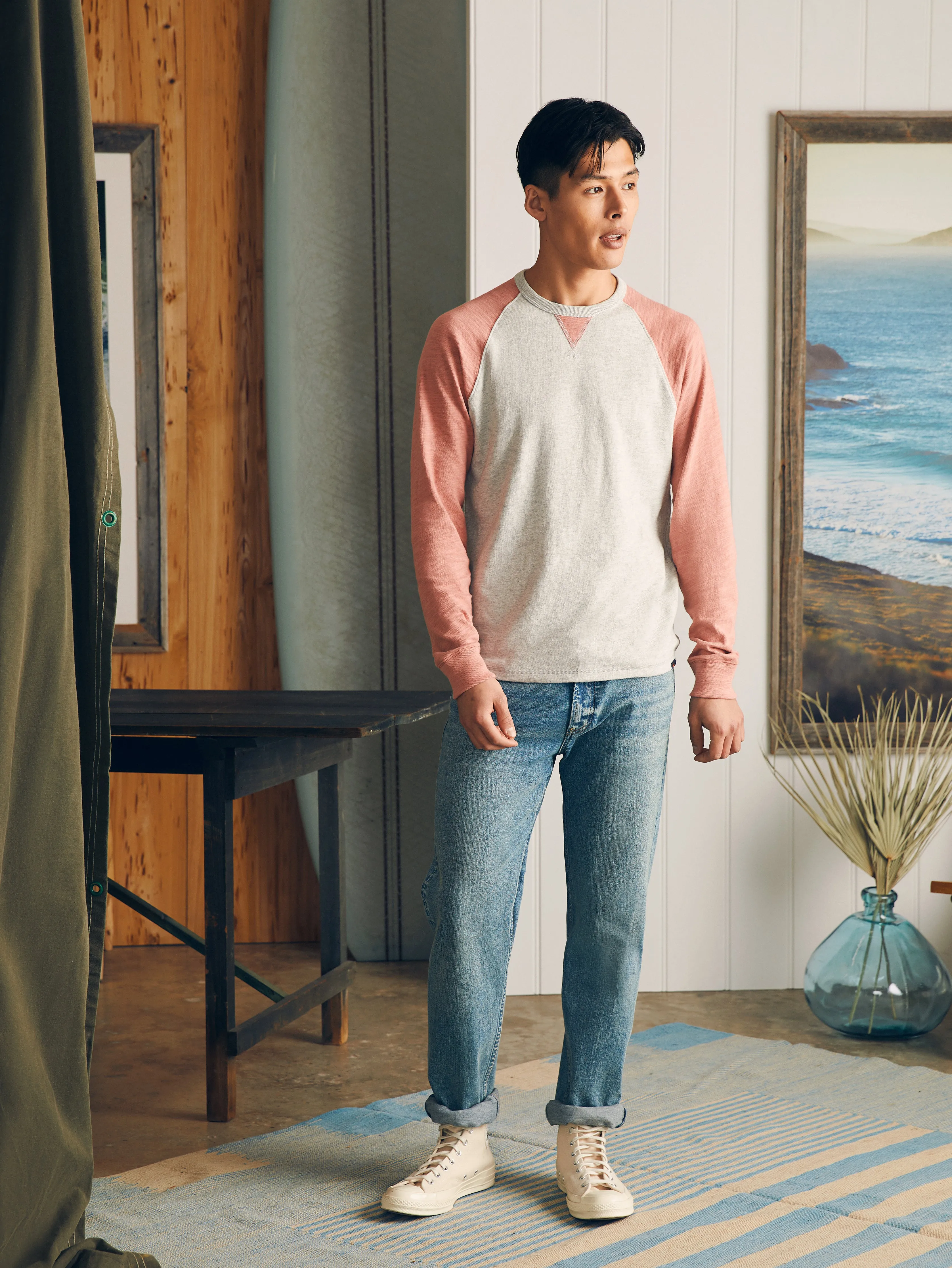 Sunwashed Slub Crew - Light Grey Heather Faded Flag sold by Faherty product image thumbnail 3